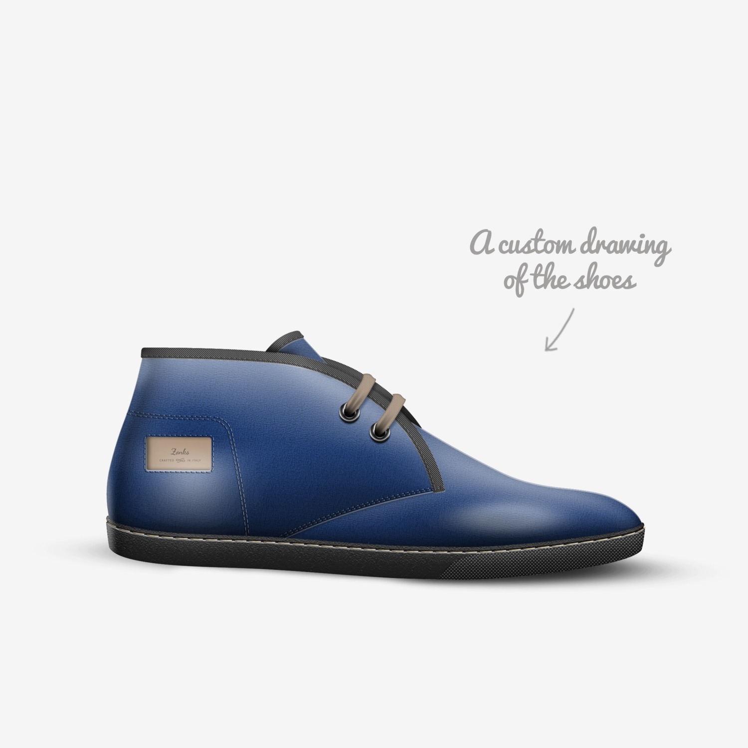 Zonks custom made in Italy shoes by Ezsimon Mcphail | Sketch view