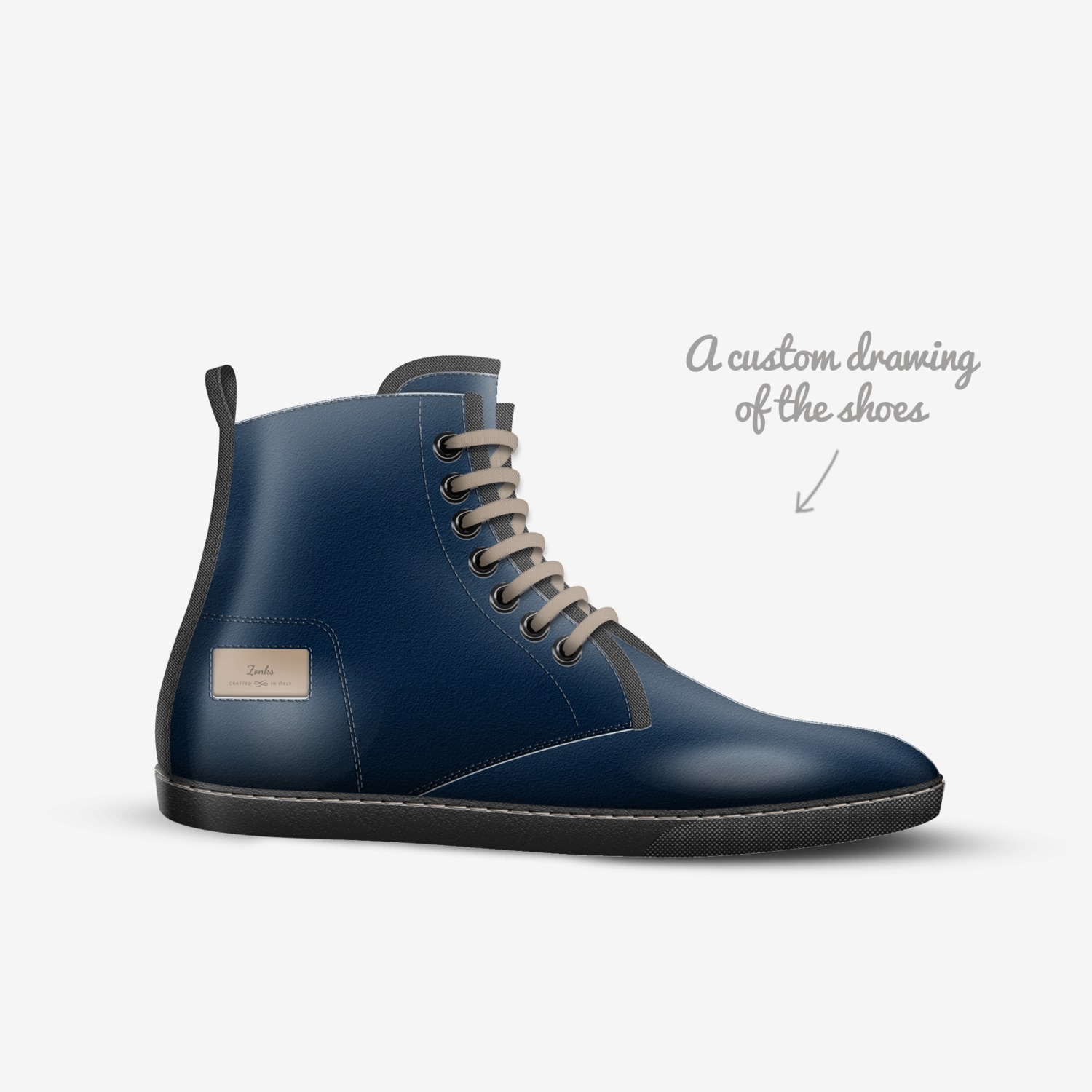Zonks custom made in Italy shoes by Ezsimon Mcphail | Sketch view