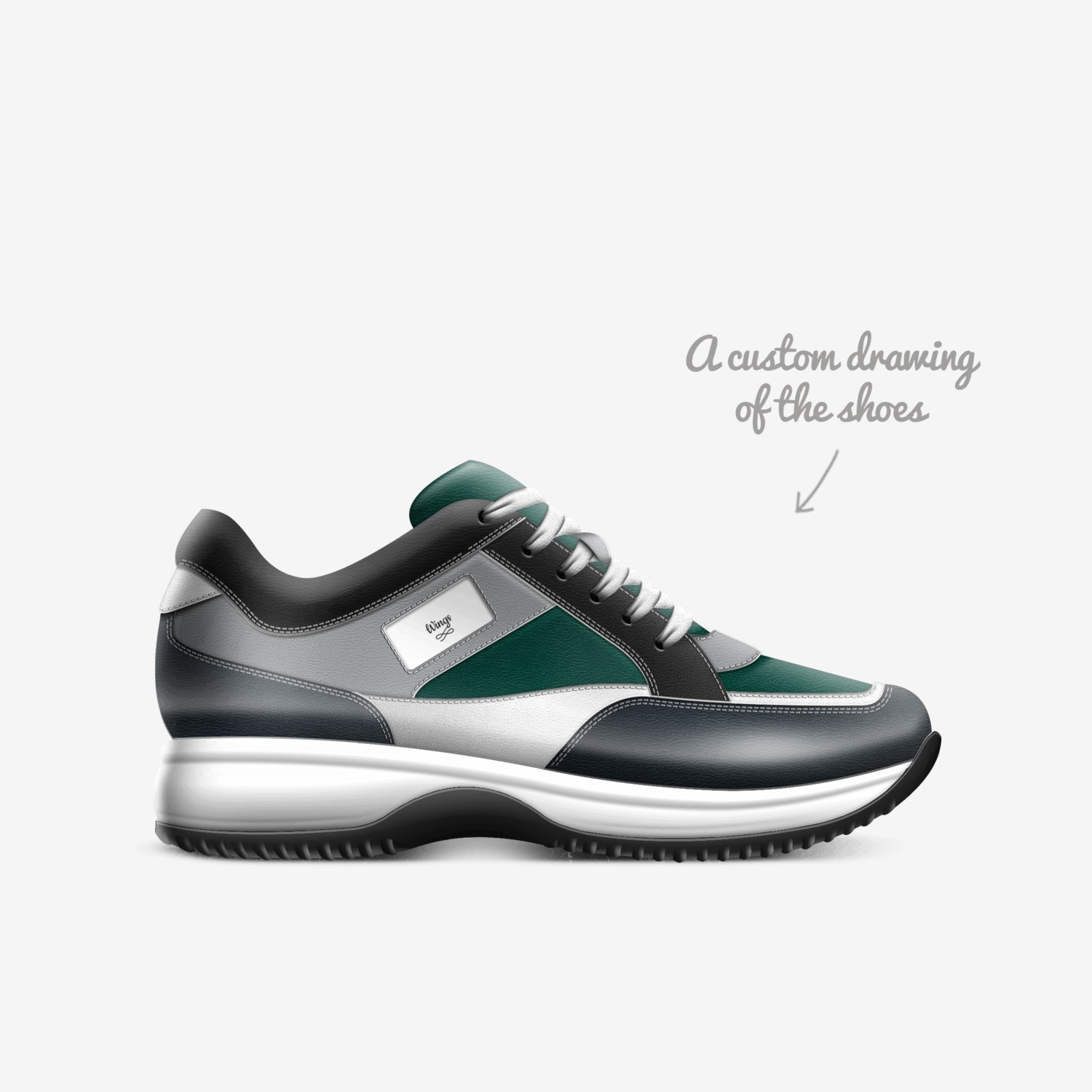 Wings custom made in Italy shoes by Mariana Quintero | Sketch view