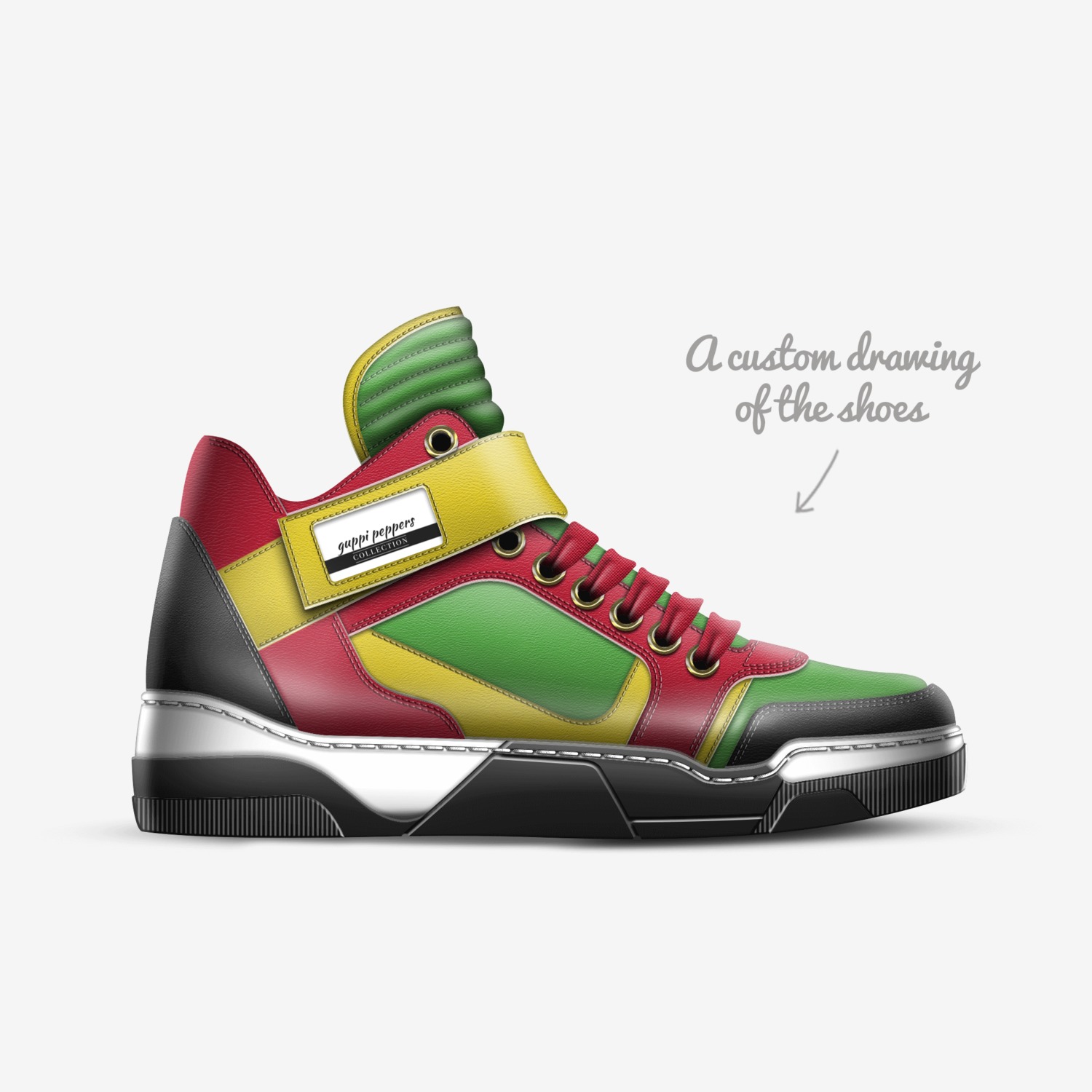 guppi peppers custom made in Italy shoes by Brady Oxborrow | Sketch view