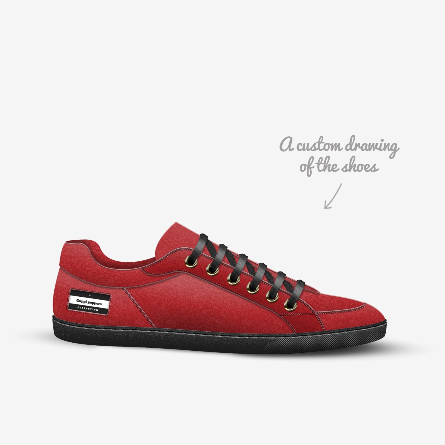 Guppi peppers custom made in Italy shoes by Brady Oxborrow | Sketch view