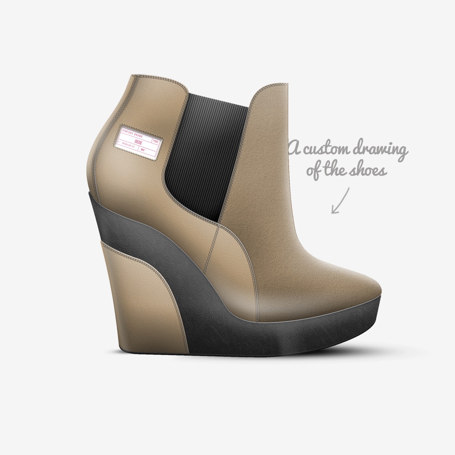 Dede custom made in Italy shoes by Deasia Watkins | Sketch view