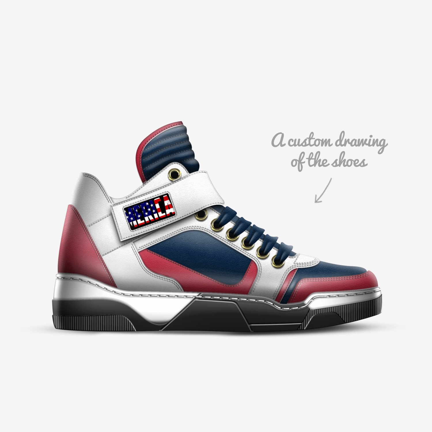 Merica  custom made in Italy shoes by Malachi Warrick | Sketch view