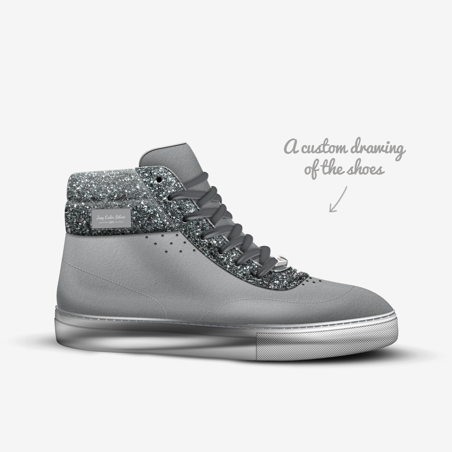 Joey Calor Silver custom made in Italy shoes by Joseph Smith | Sketch view