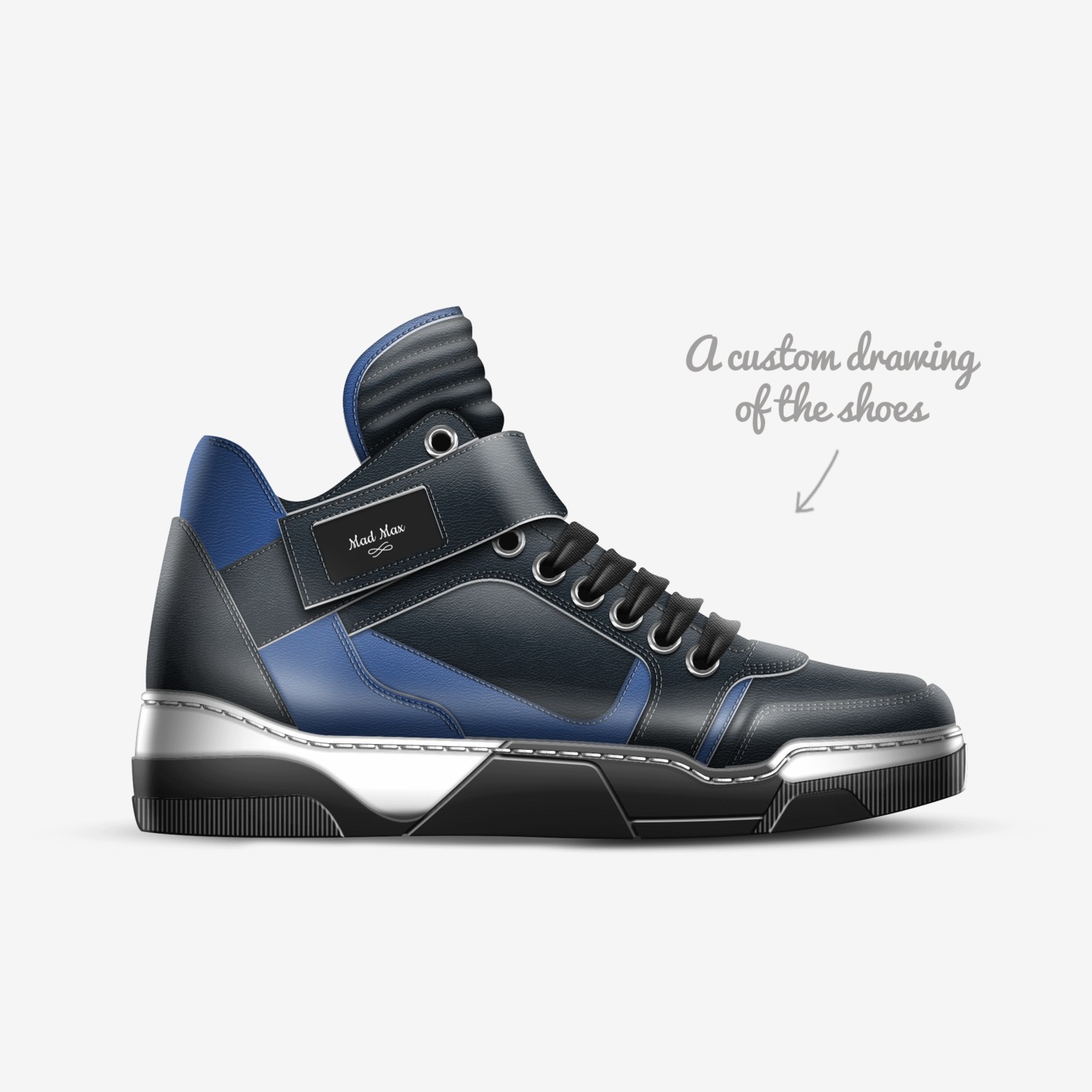 Mad Max custom made in Italy shoes by John Johnson | Sketch view
