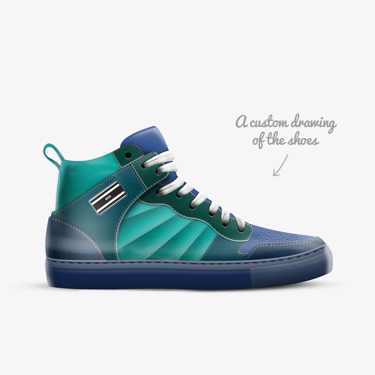 BTS custom made in Italy shoes by Lilly | Sketch view