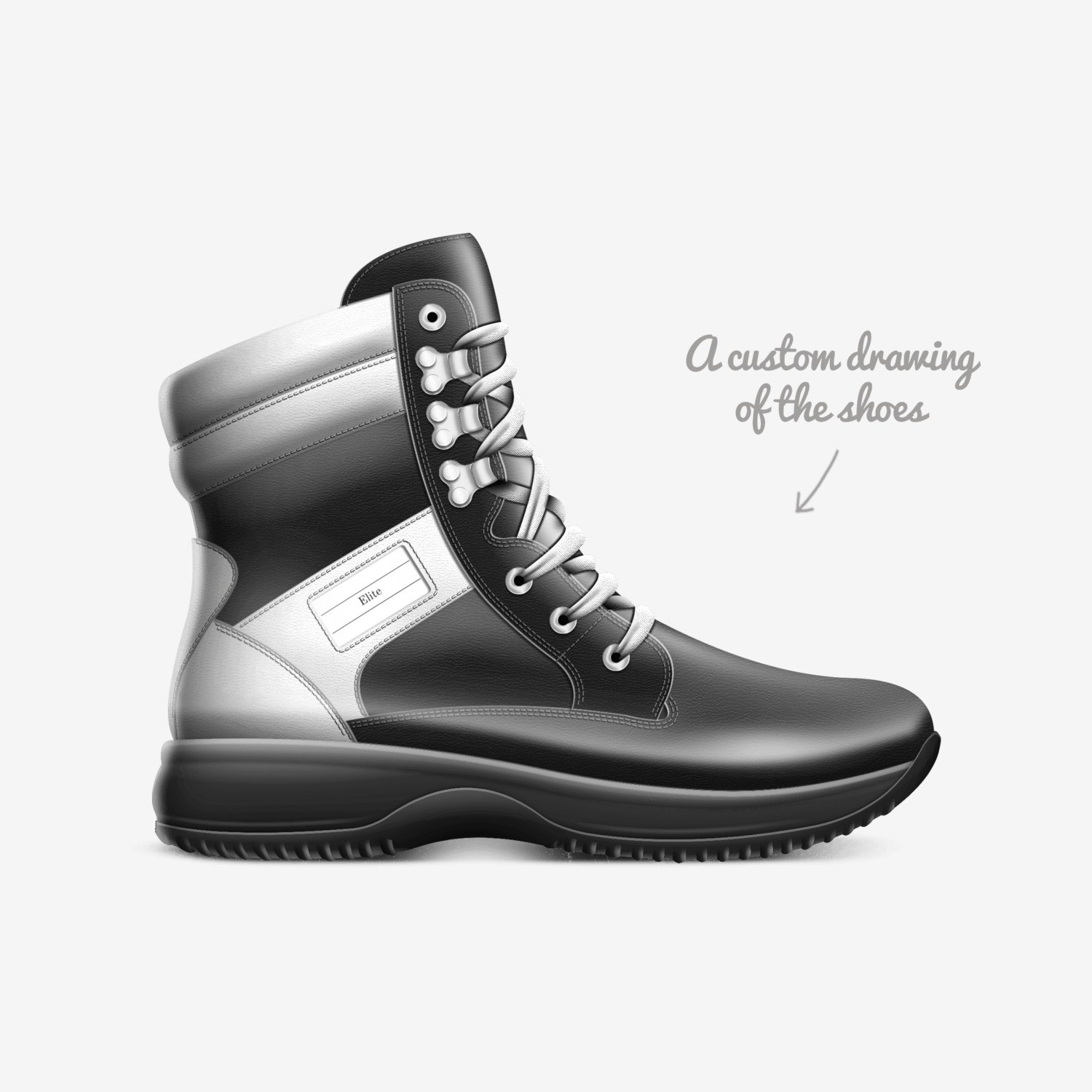 Oreos custom made in Italy shoes by Ziggy | Sketch view