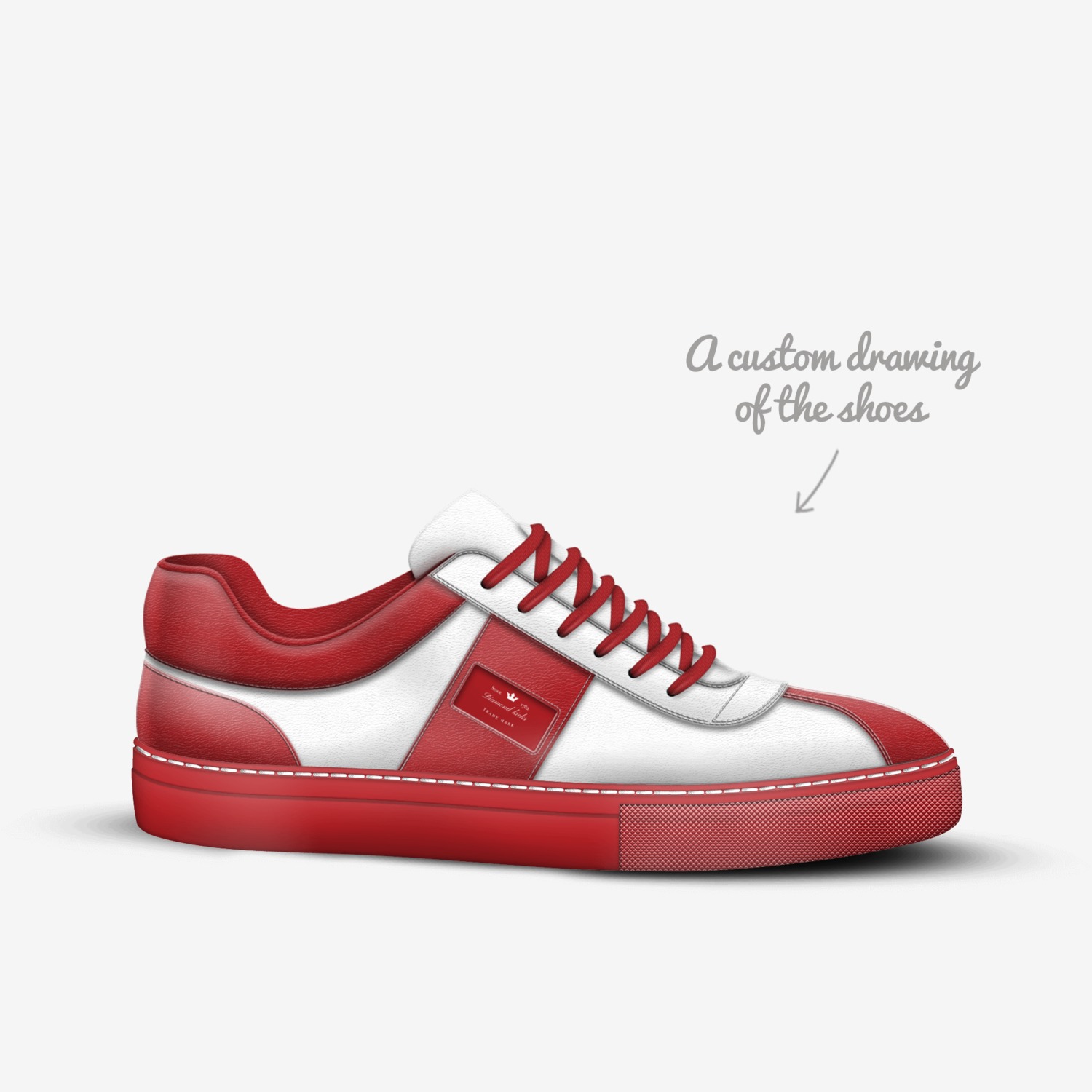 Diamond kicks custom made in Italy shoes by Tom | Sketch view