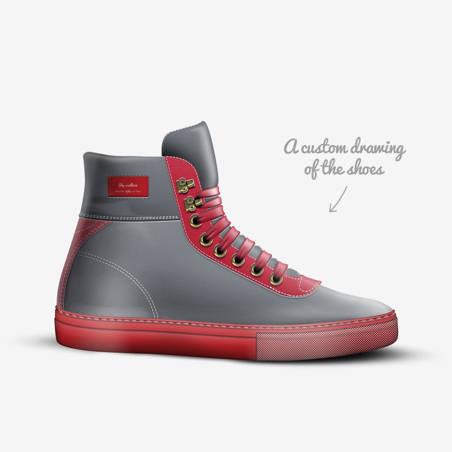 Sky walkers custom made in Italy shoes by Quinton Beairs | Sketch view