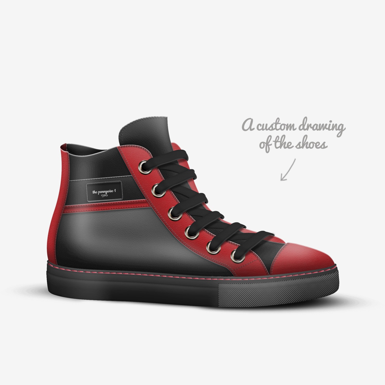 the pennywise 1 custom made in Italy shoes by Isaac Jaden Wright | Sketch view