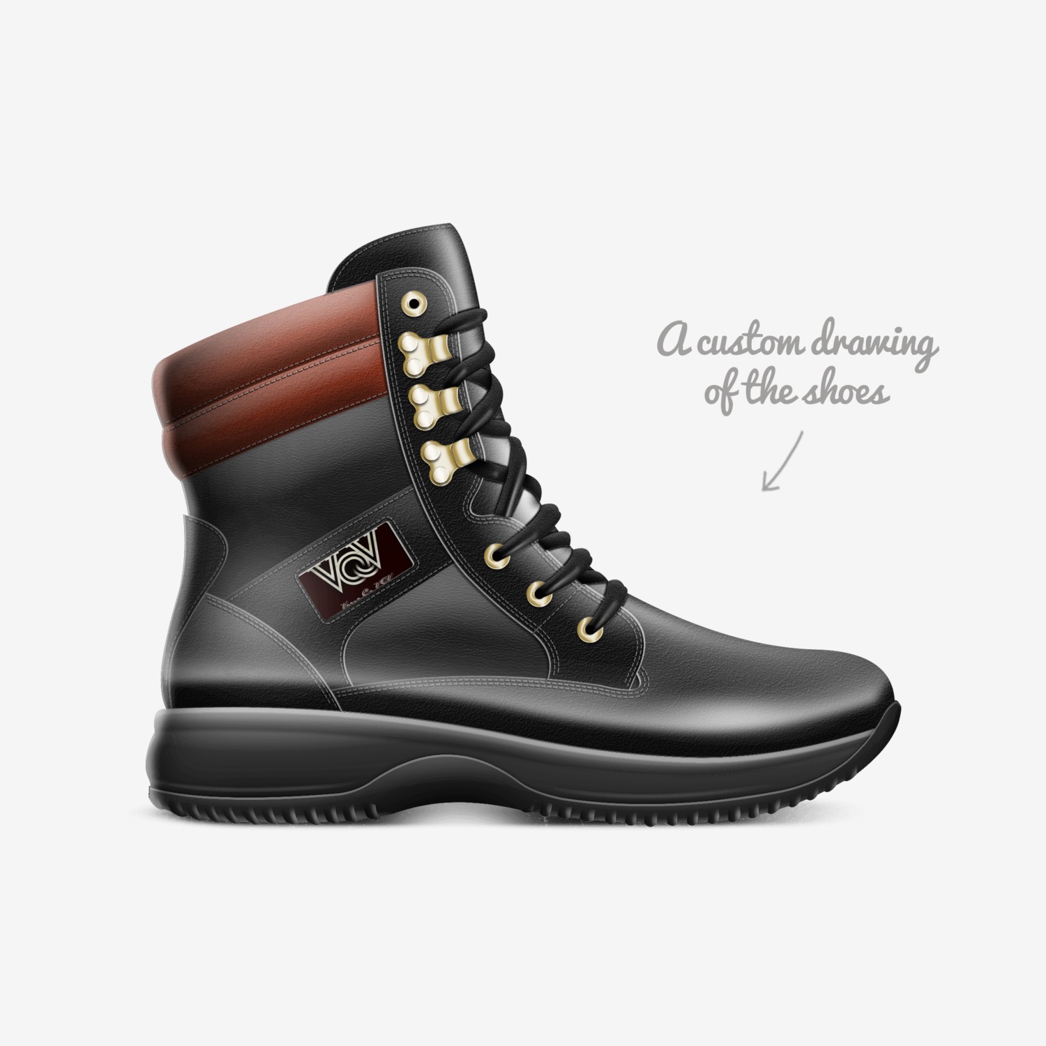 VC custom made in Italy shoes by Vince Williams | Sketch view