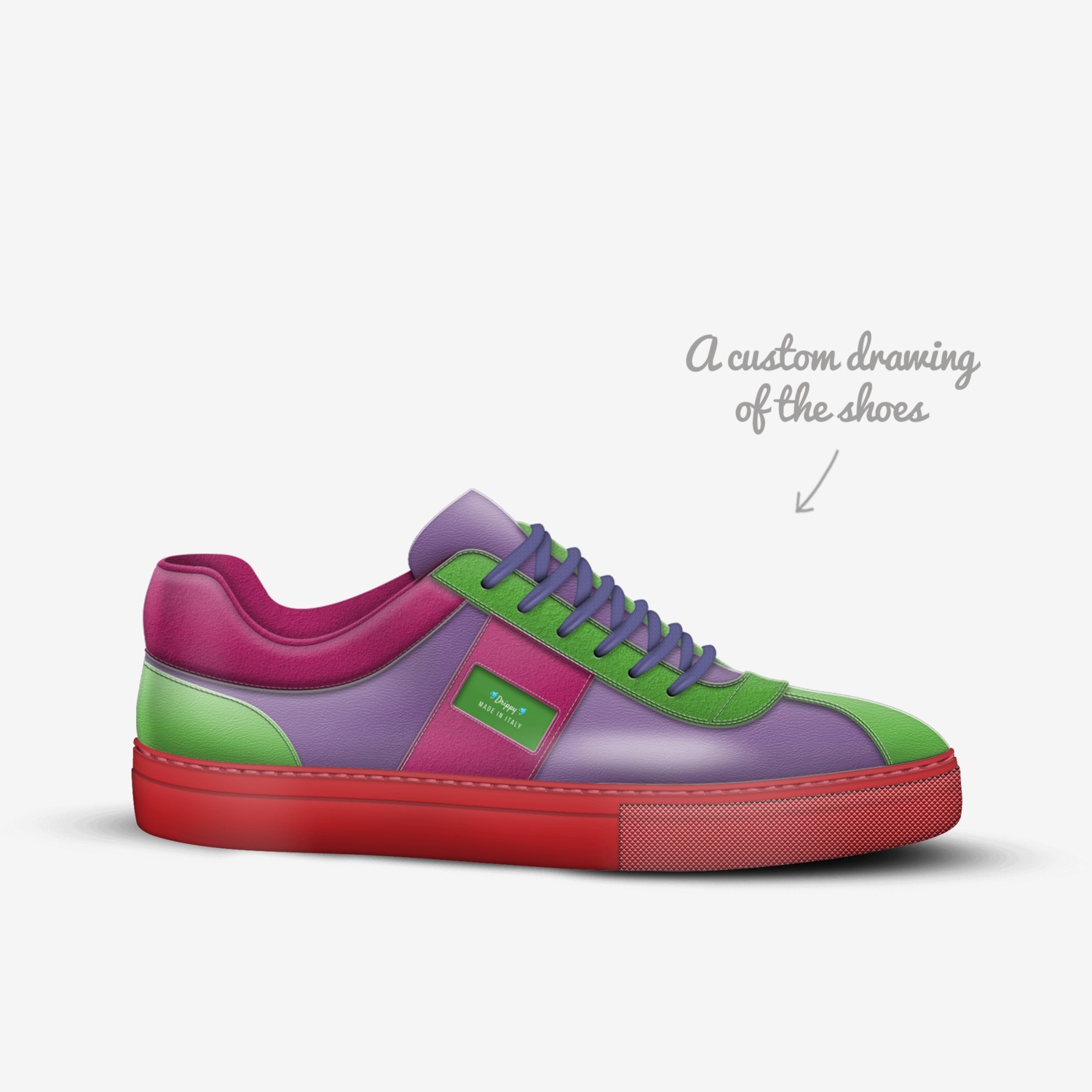 Drippy  custom made in Italy shoes by Amin Brown | Sketch view