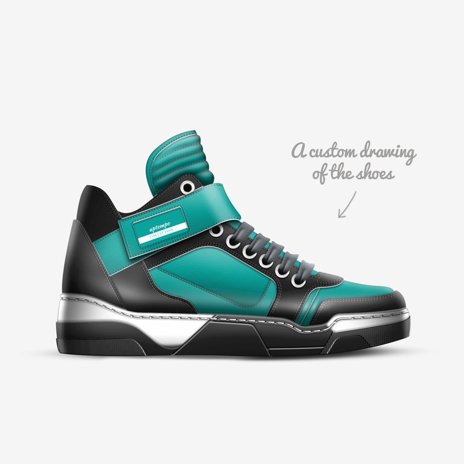 uptempo custom made in Italy shoes by Austin Hastings | Sketch view