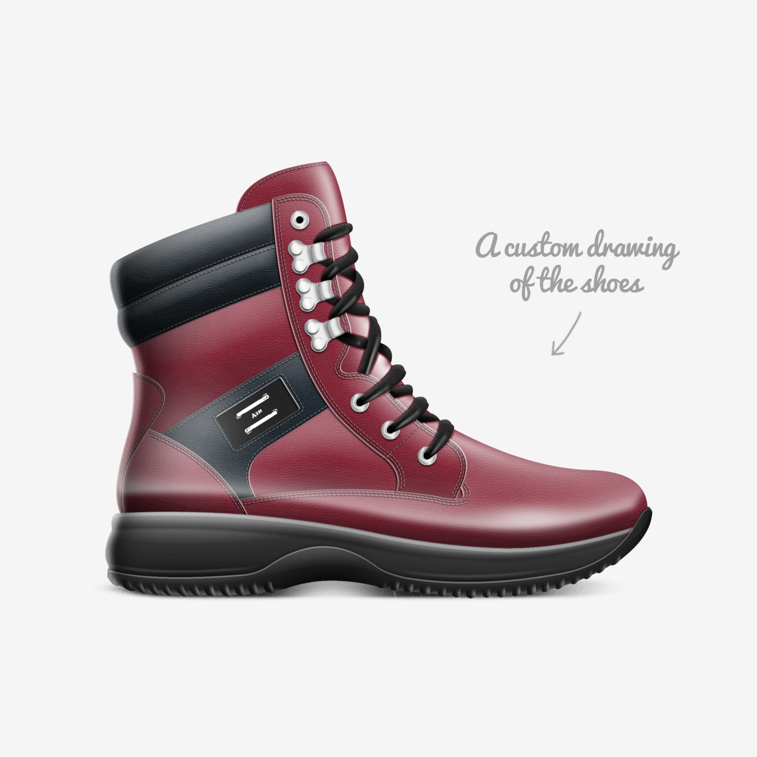 Air custom made in Italy shoes by Brandon Threat | Sketch view