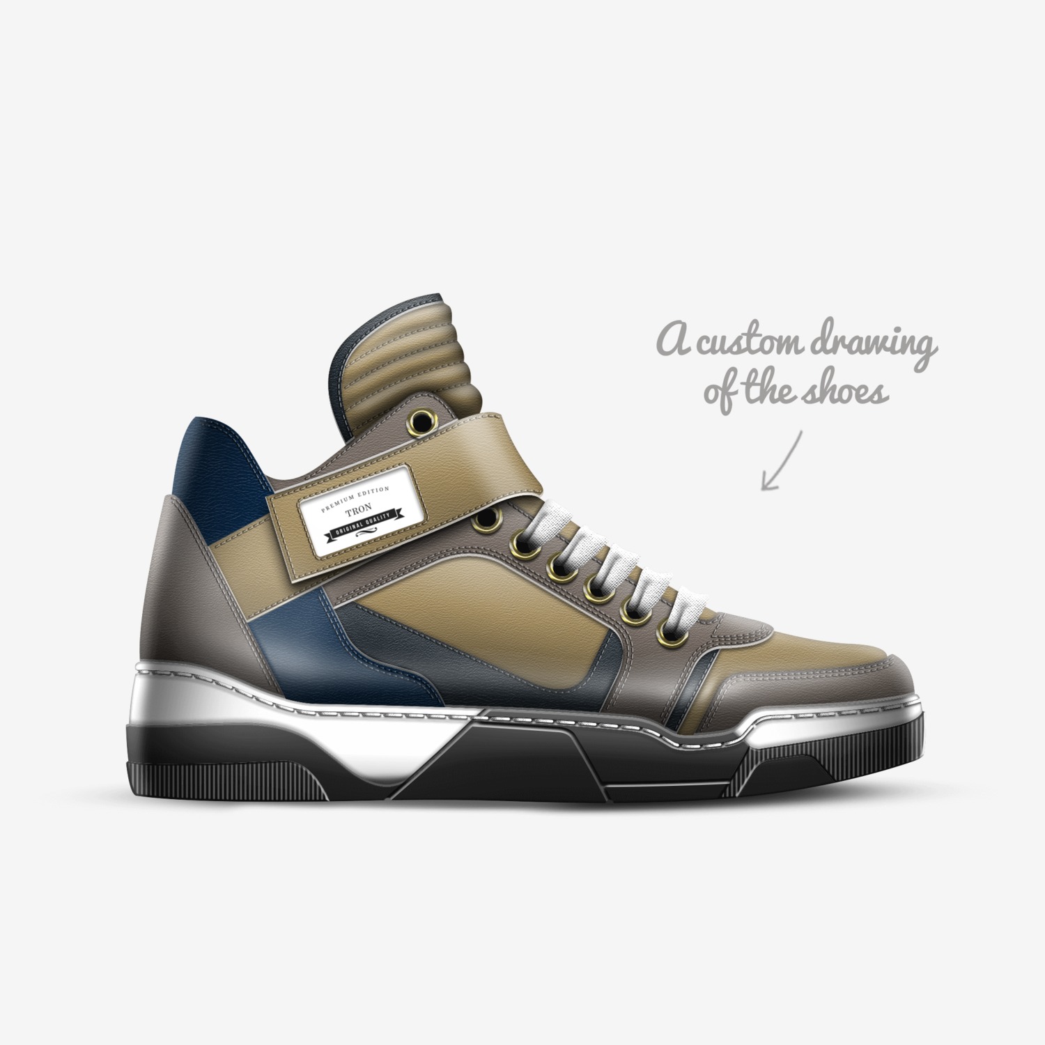 Tron custom made in Italy shoes by Twinkle Archer | Sketch view