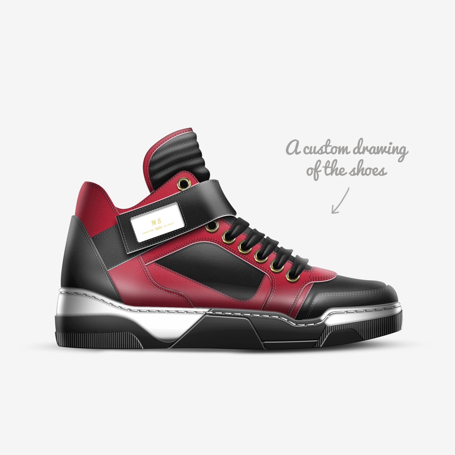 M S custom made in Italy shoes by Mason Stief | Sketch view