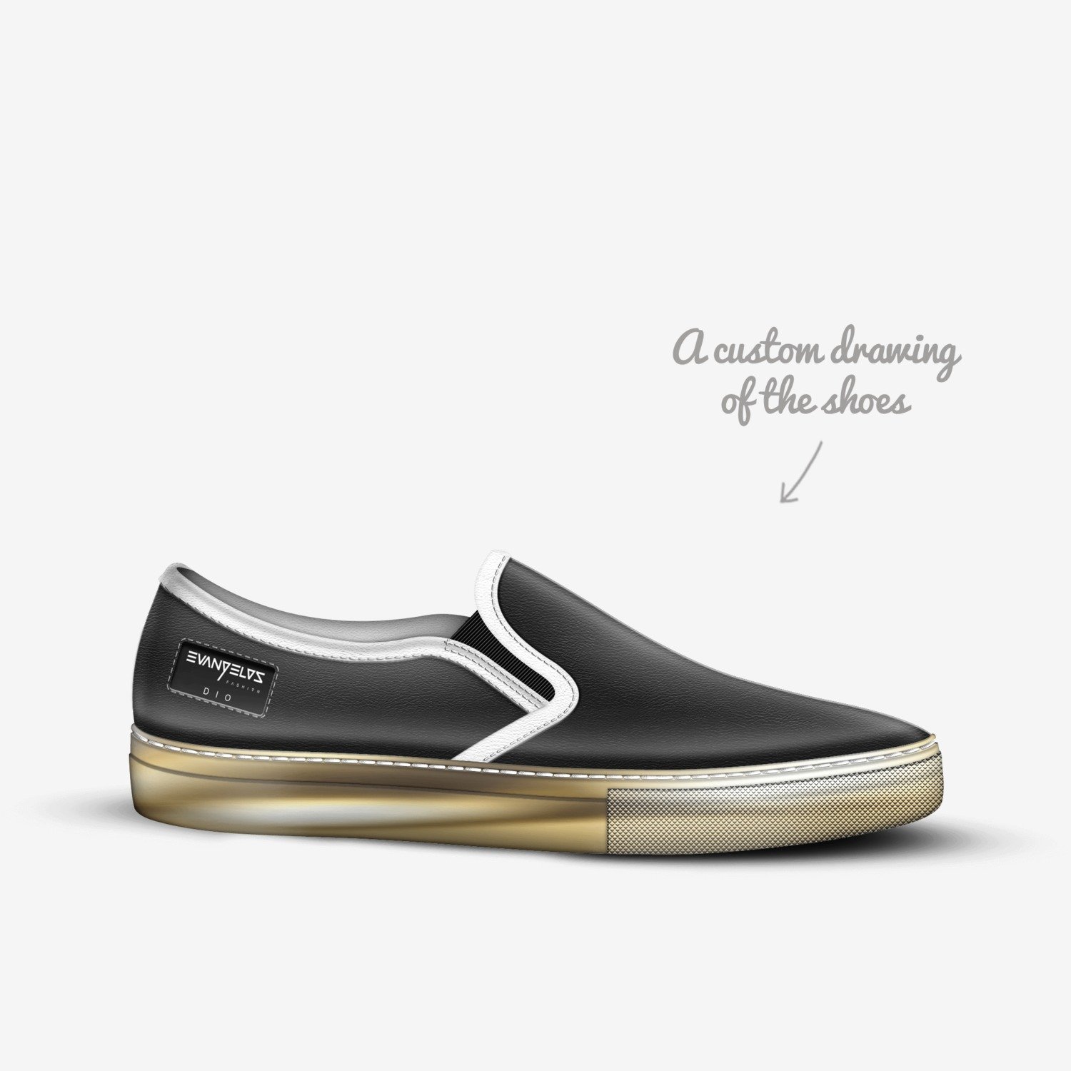 DIO custom made in Italy shoes by Evangelos Fashion | Sketch view