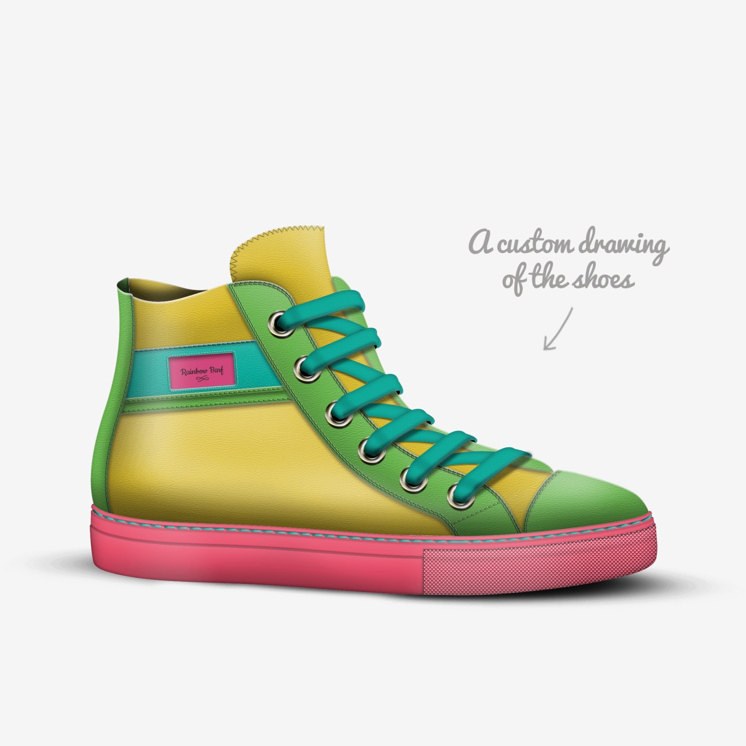 Rainbow Barf custom made in Italy shoes by Shyanna Sowder | Sketch view