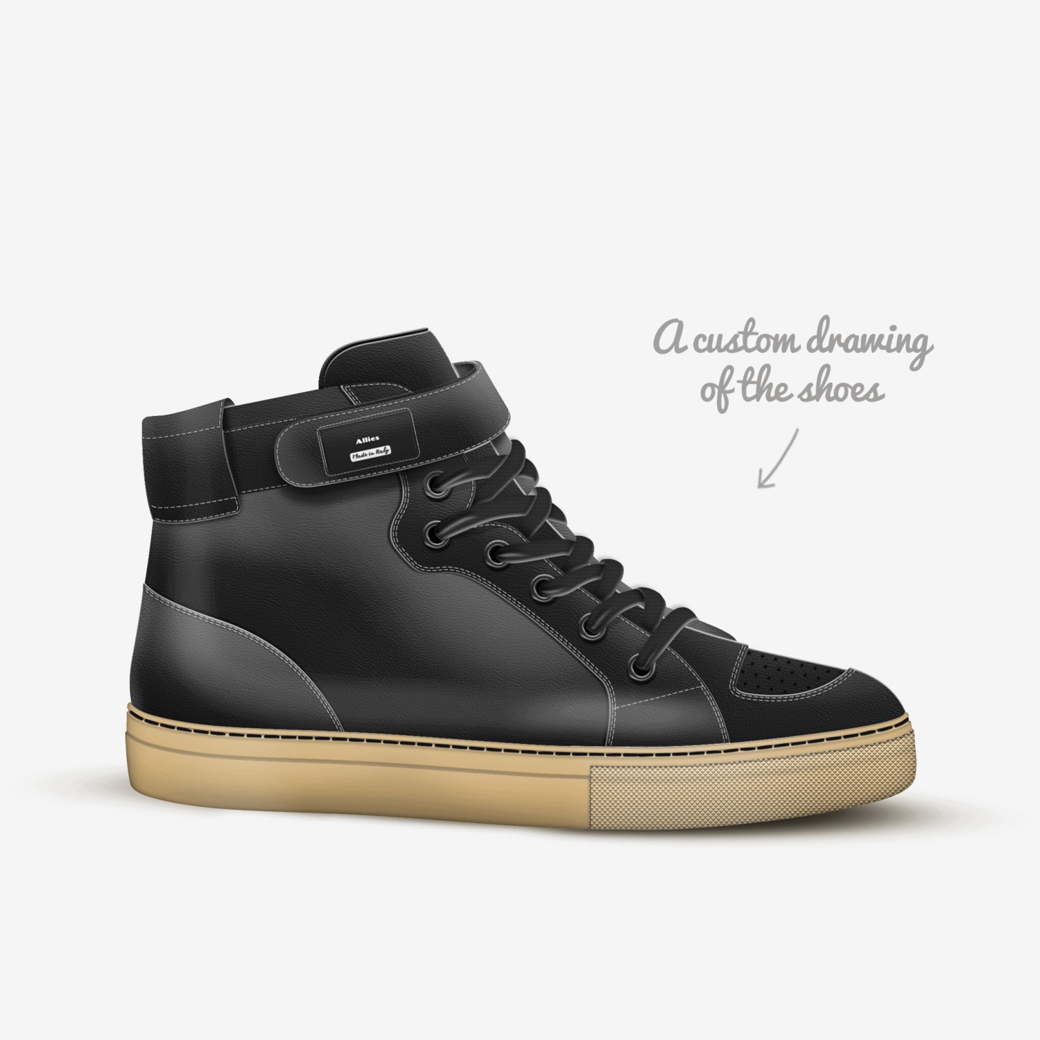 Allies custom made in Italy shoes by David Smith | Sketch view