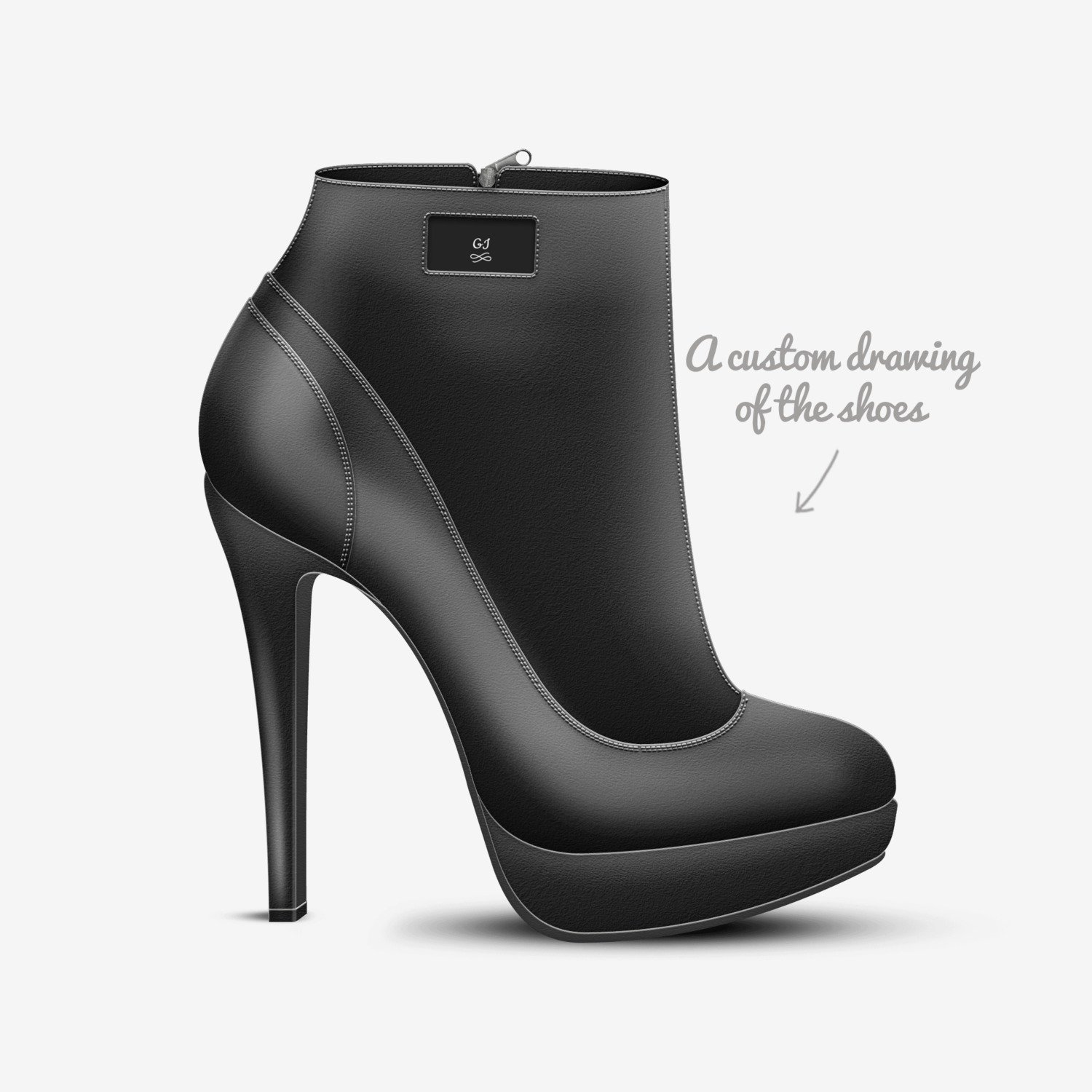 GI custom made in Italy shoes by Latina Kimbrough | Sketch view