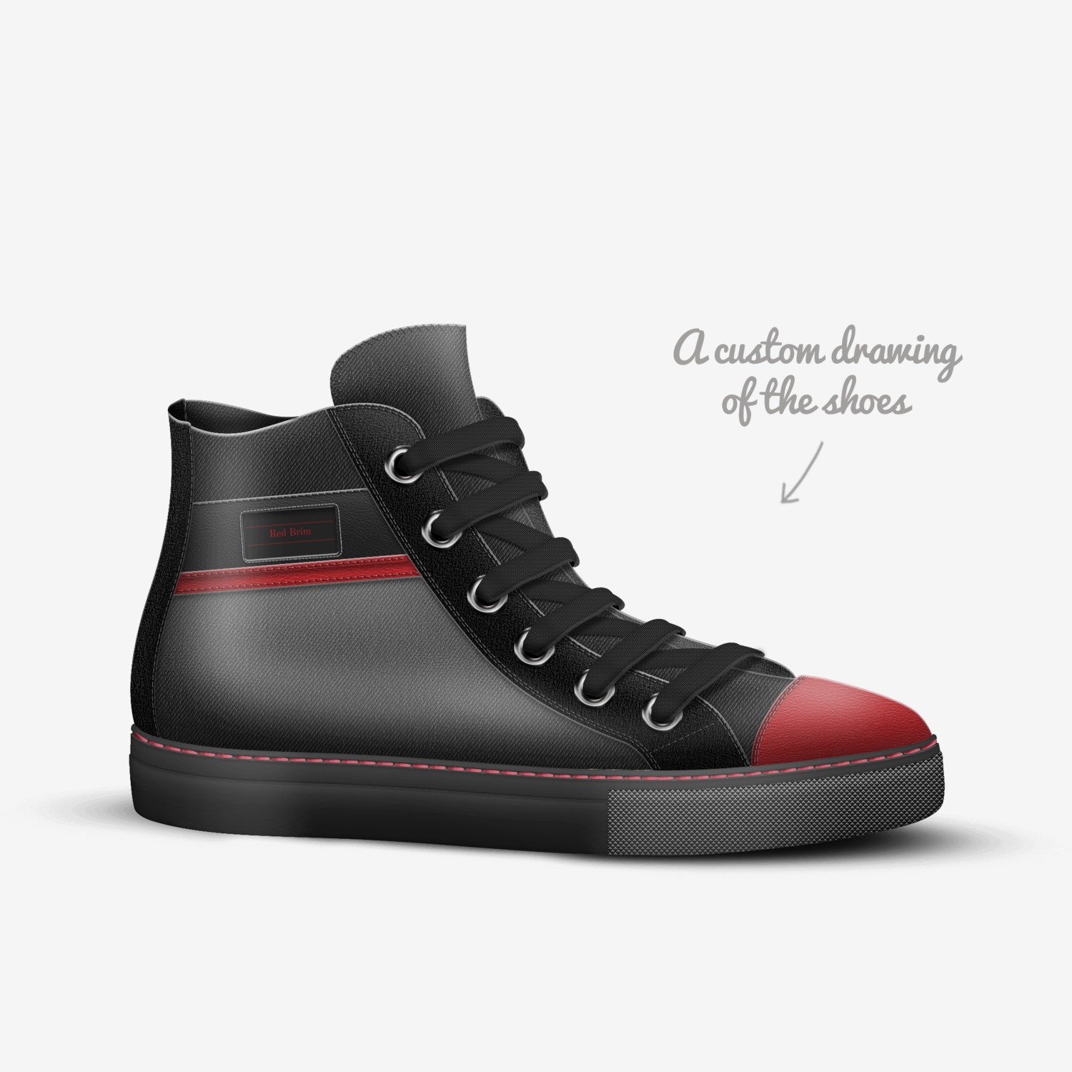 Red Brim custom made in Italy shoes by Facts Only | Sketch view