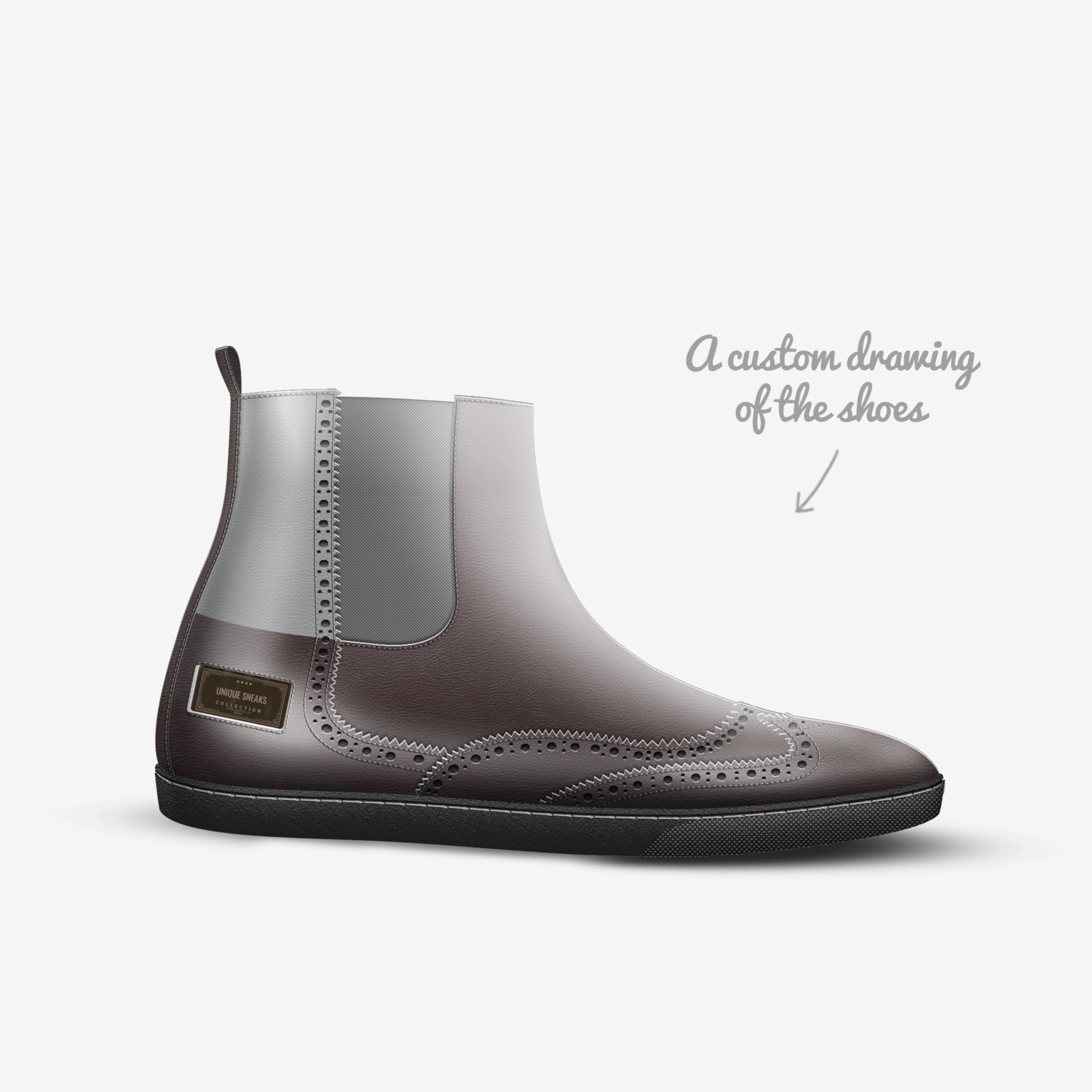 Unique Sneaks custom made in Italy shoes by Colton Hogsed | Sketch view