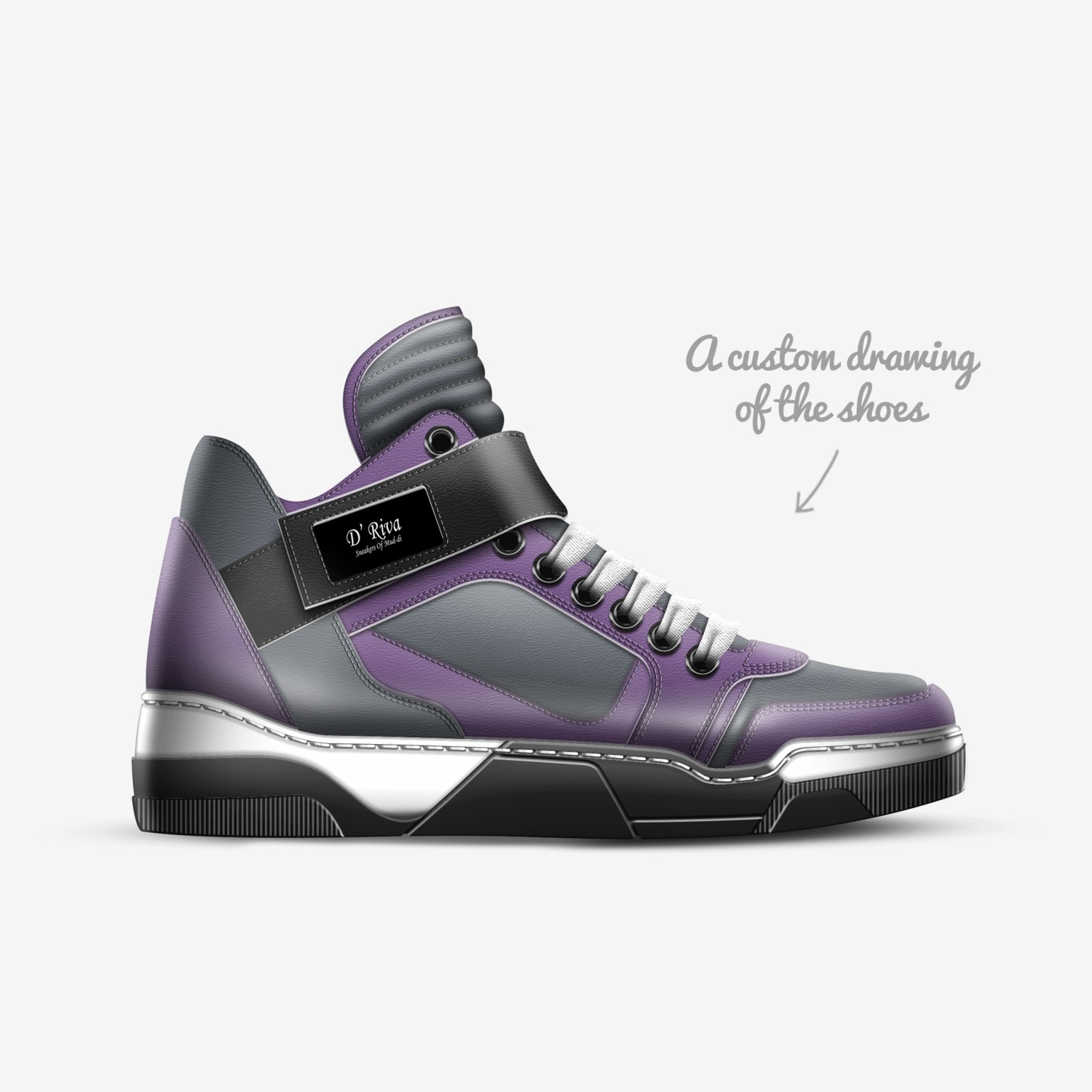 D' Riva Purp custom made in Italy shoes by Mud-di: Miss Unique Designer Is | Sketch view