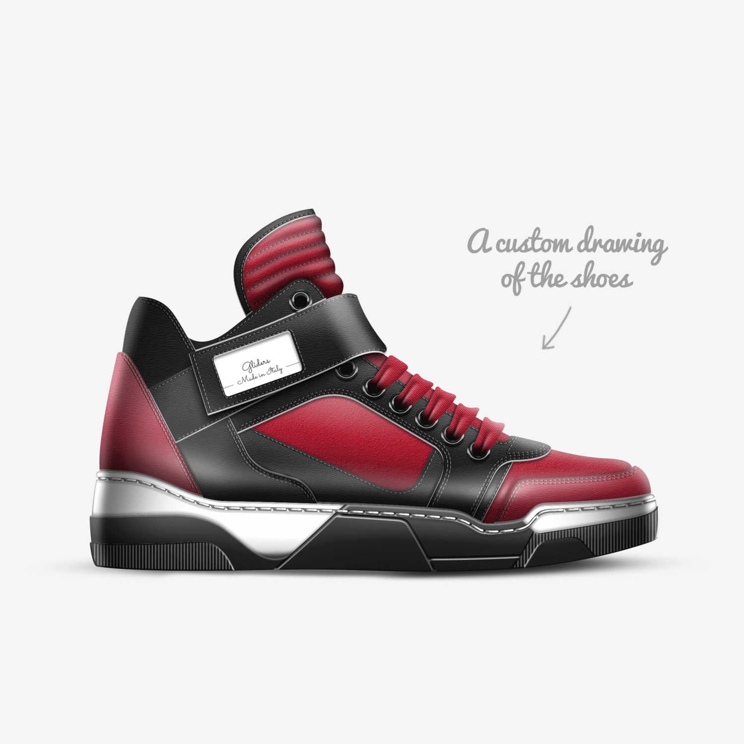 Gliders custom made in Italy shoes by Messiah King | Sketch view