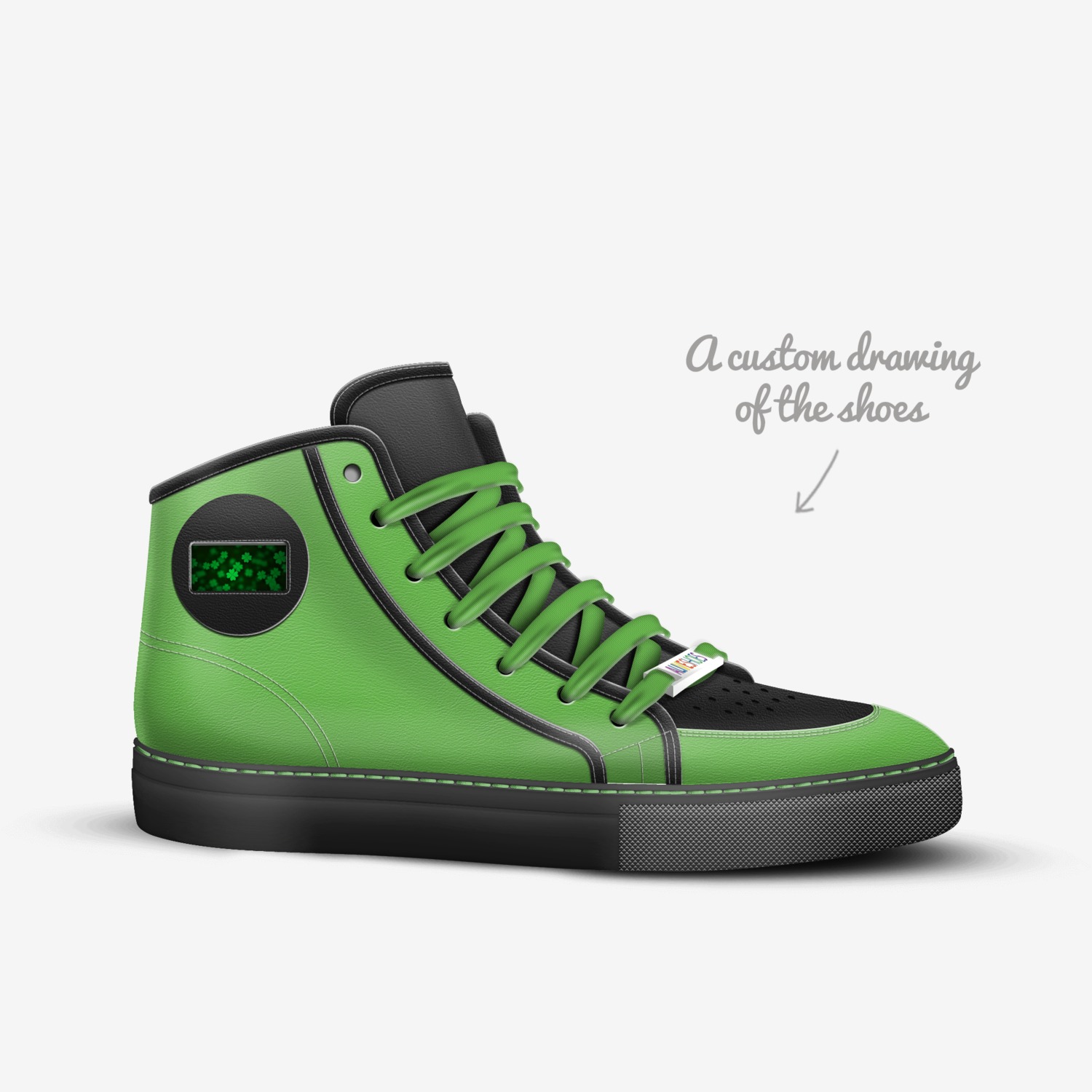 Black Clovers custom made in Italy shoes by Punk Dakidd | Sketch view