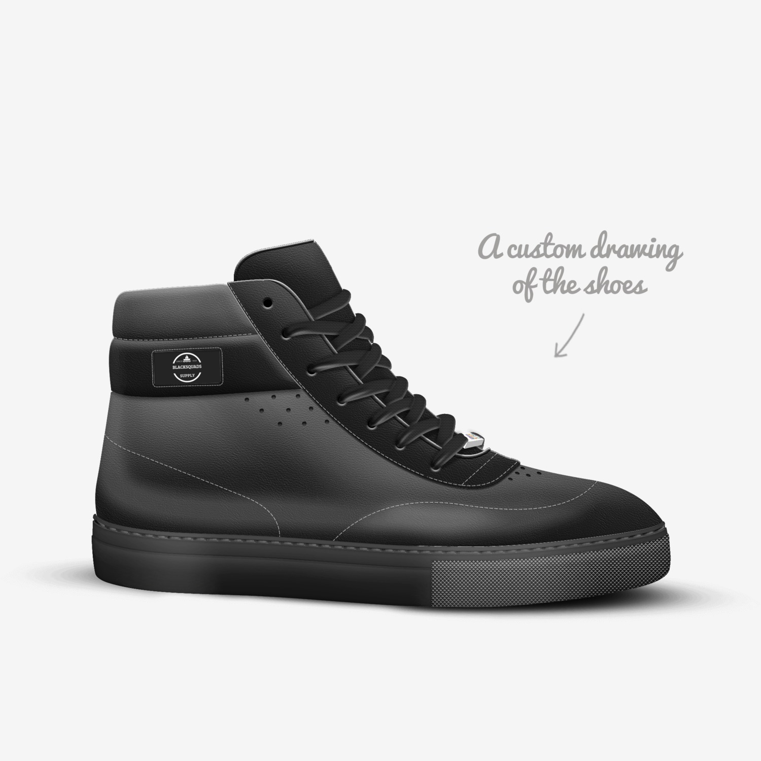 Blacksquads custom made in Italy shoes by Charles Russaw | Sketch view