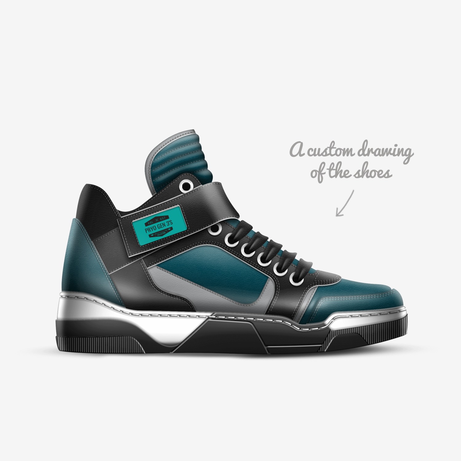 Pryo Gen 3's custom made in Italy shoes by Joshua Henry | Sketch view
