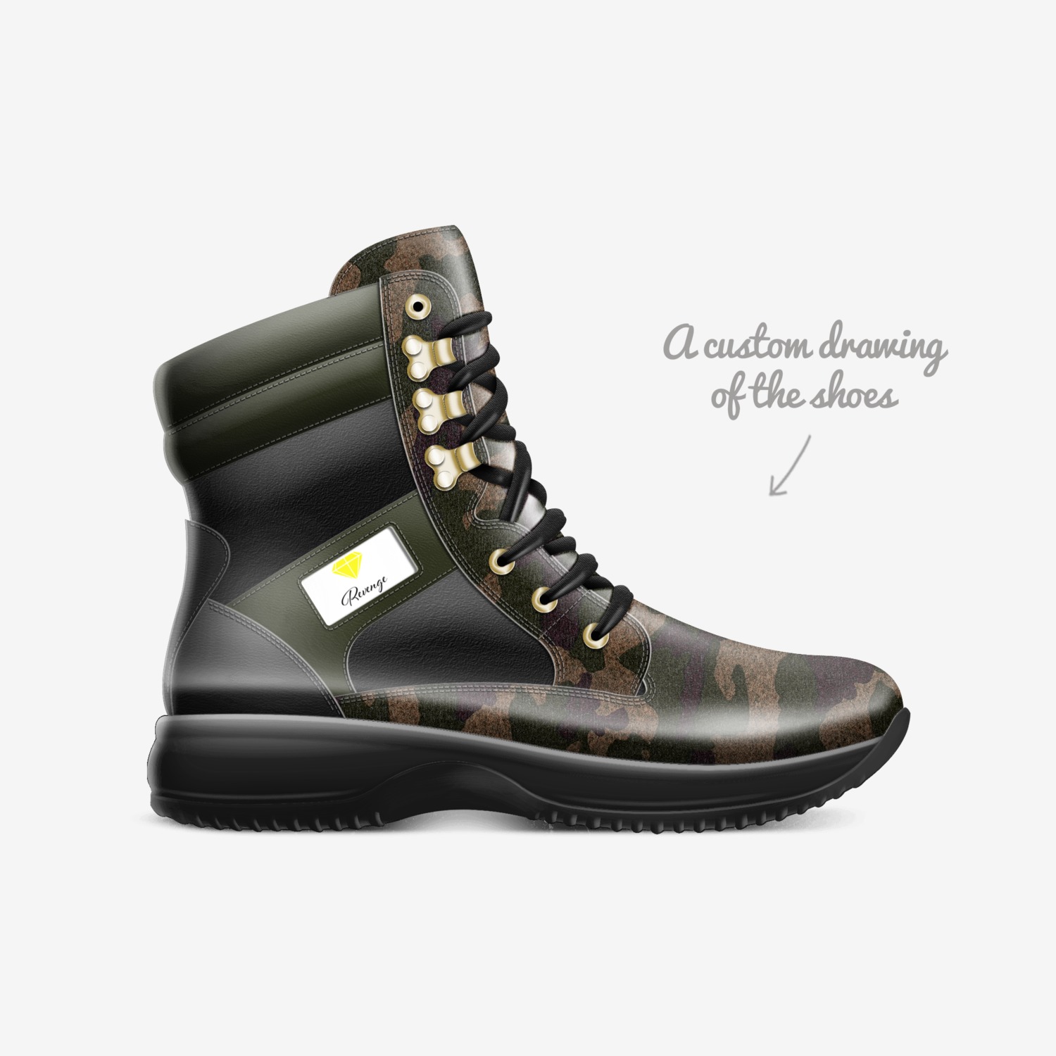 Revenge custom made in Italy shoes by Shantel Nashae | Sketch view