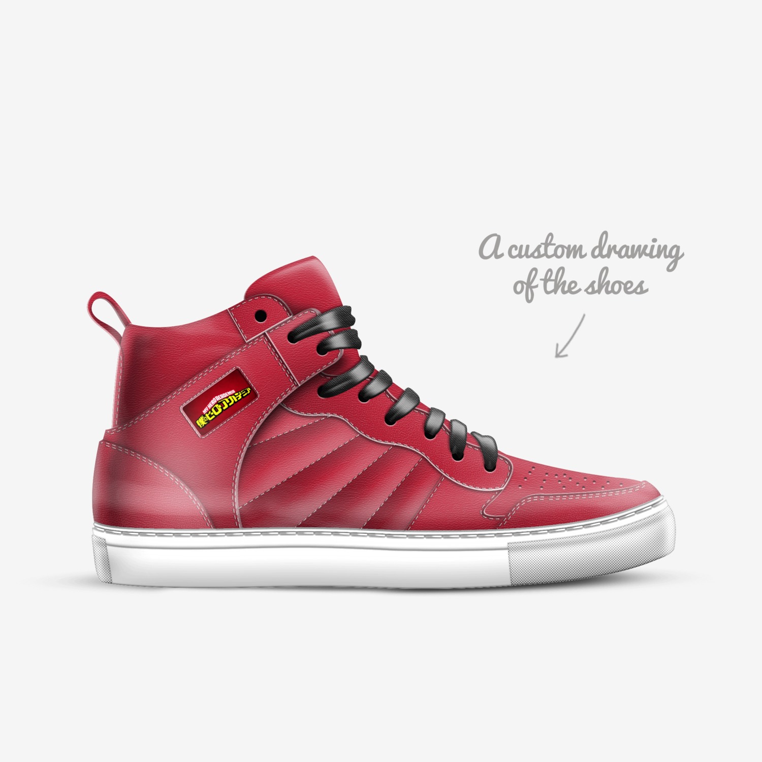 Boku No Hero custom made in Italy shoes by Liam Cudahy | Sketch view