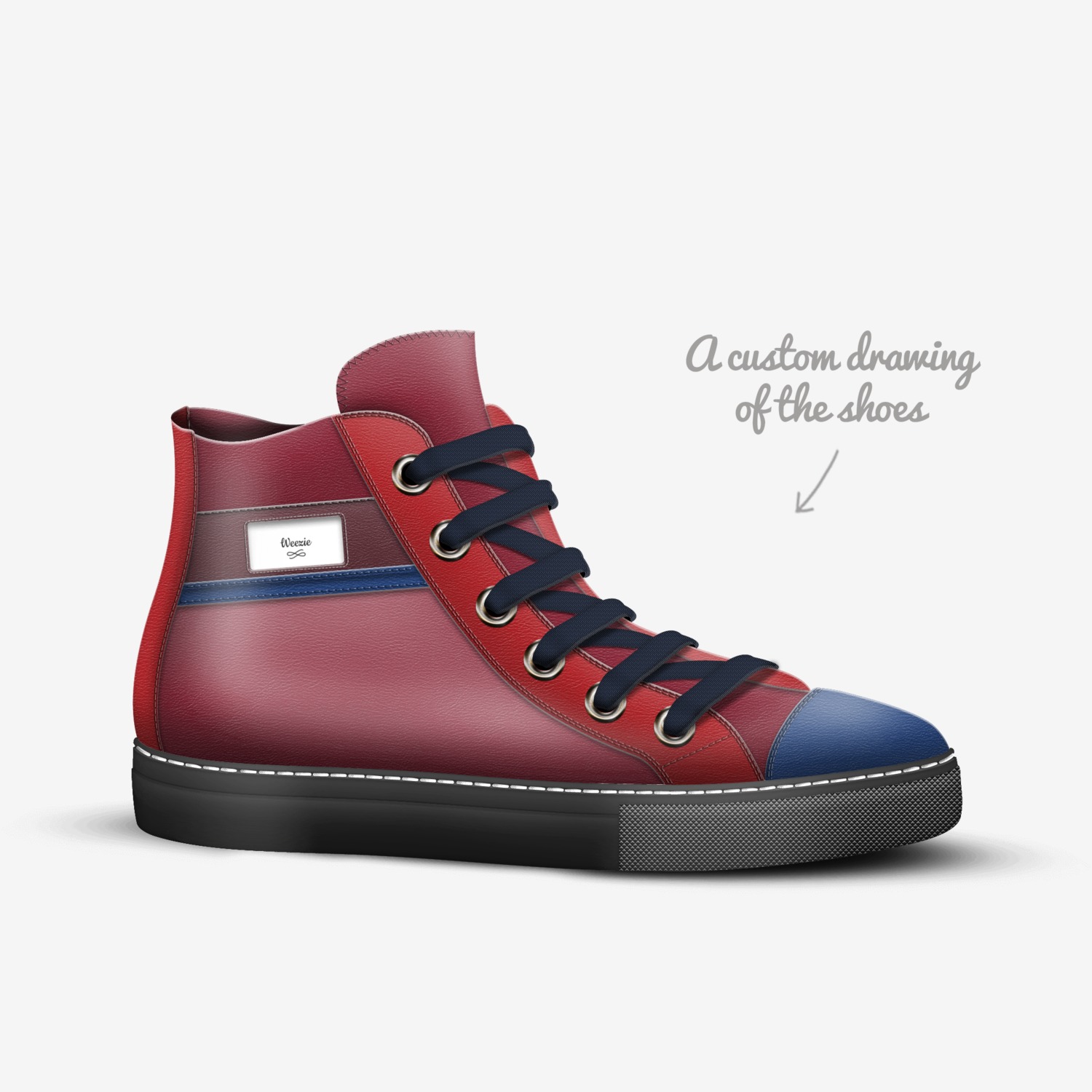Weezie custom made in Italy shoes by Rikii Gipson | Sketch view