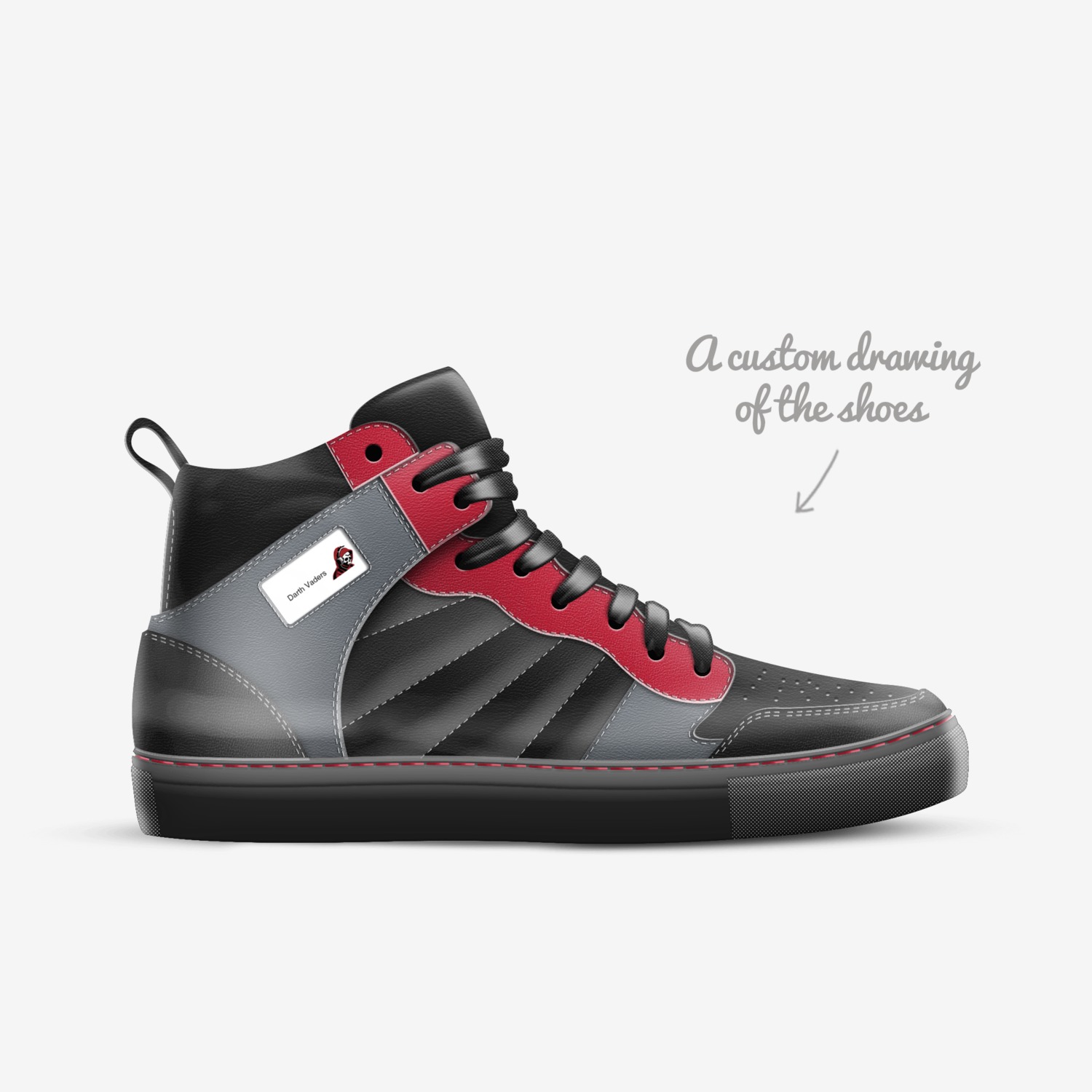 Darth Vaders custom made in Italy shoes by Jordan Vermaaten | Sketch view