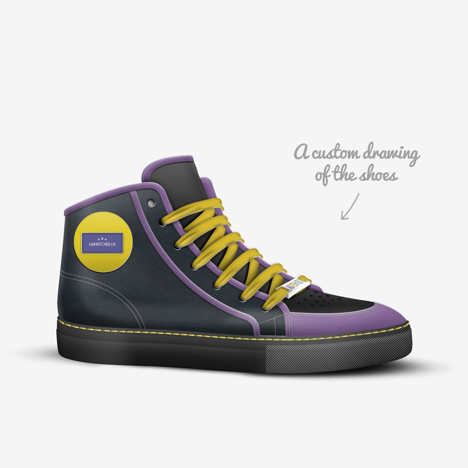 Lakers custom made in Italy shoes by Rafael Barboza | Sketch view