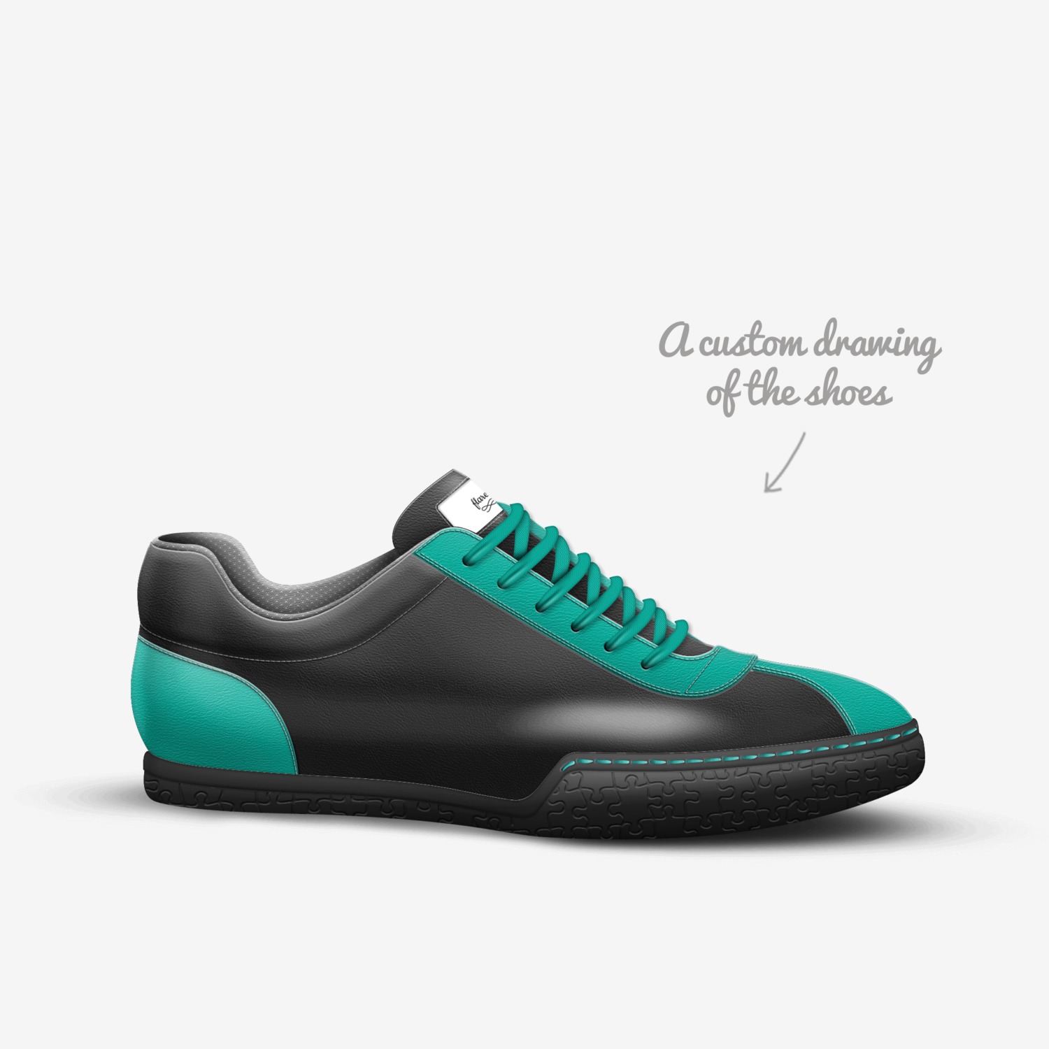 flares custom made in Italy shoes by Sarah Finley | Sketch view