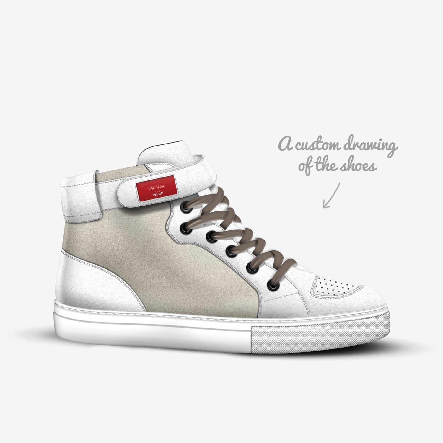 Lil Vert custom made in Italy shoes by Brayden Livingston | Sketch view