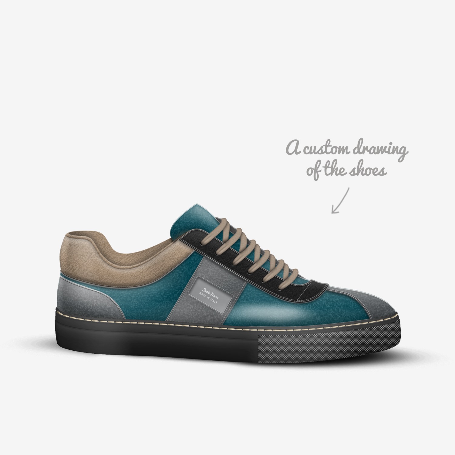 Sack Jeans custom made in Italy shoes by Jamal Mason | Sketch view