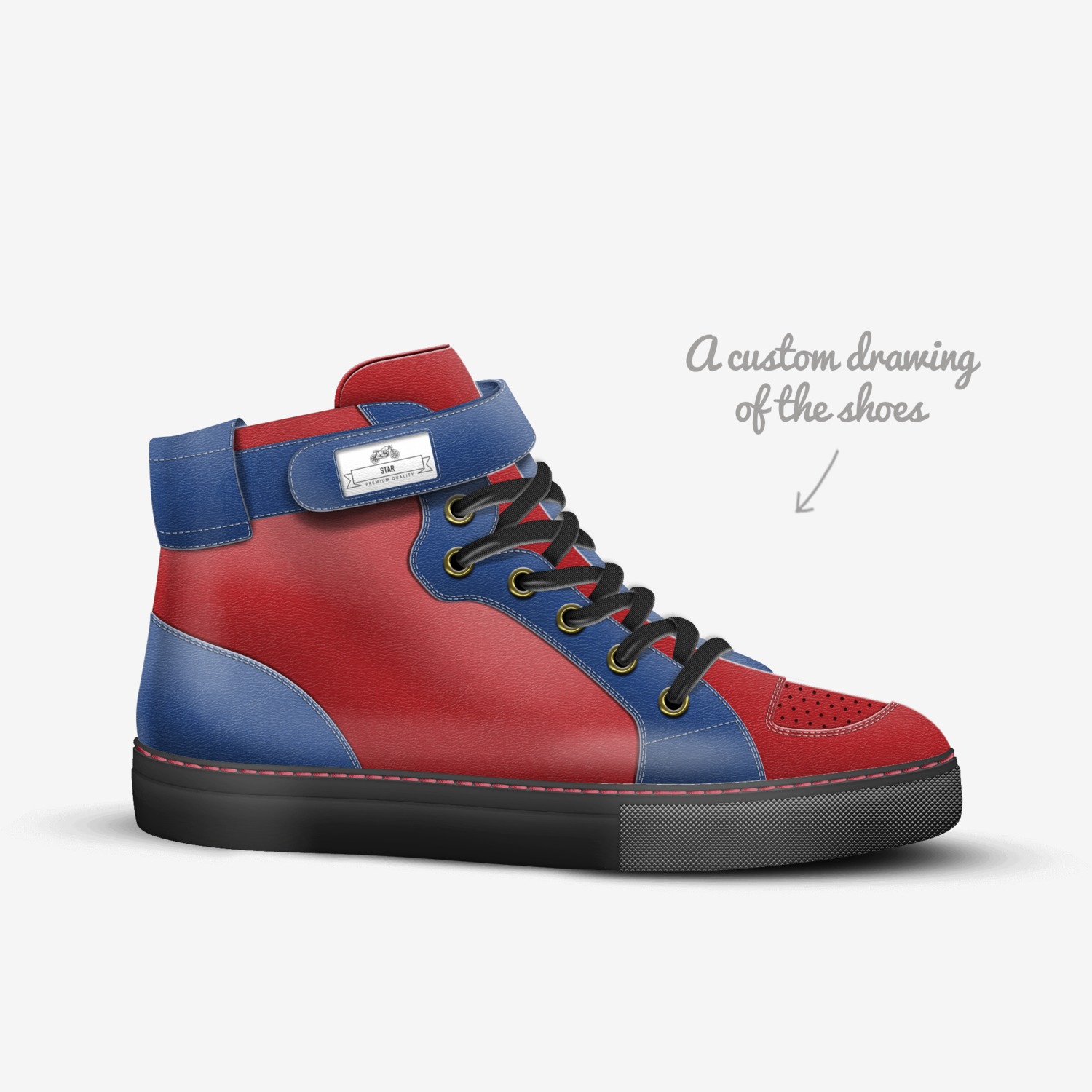 Star custom made in Italy shoes by Marissa Beltran | Sketch view