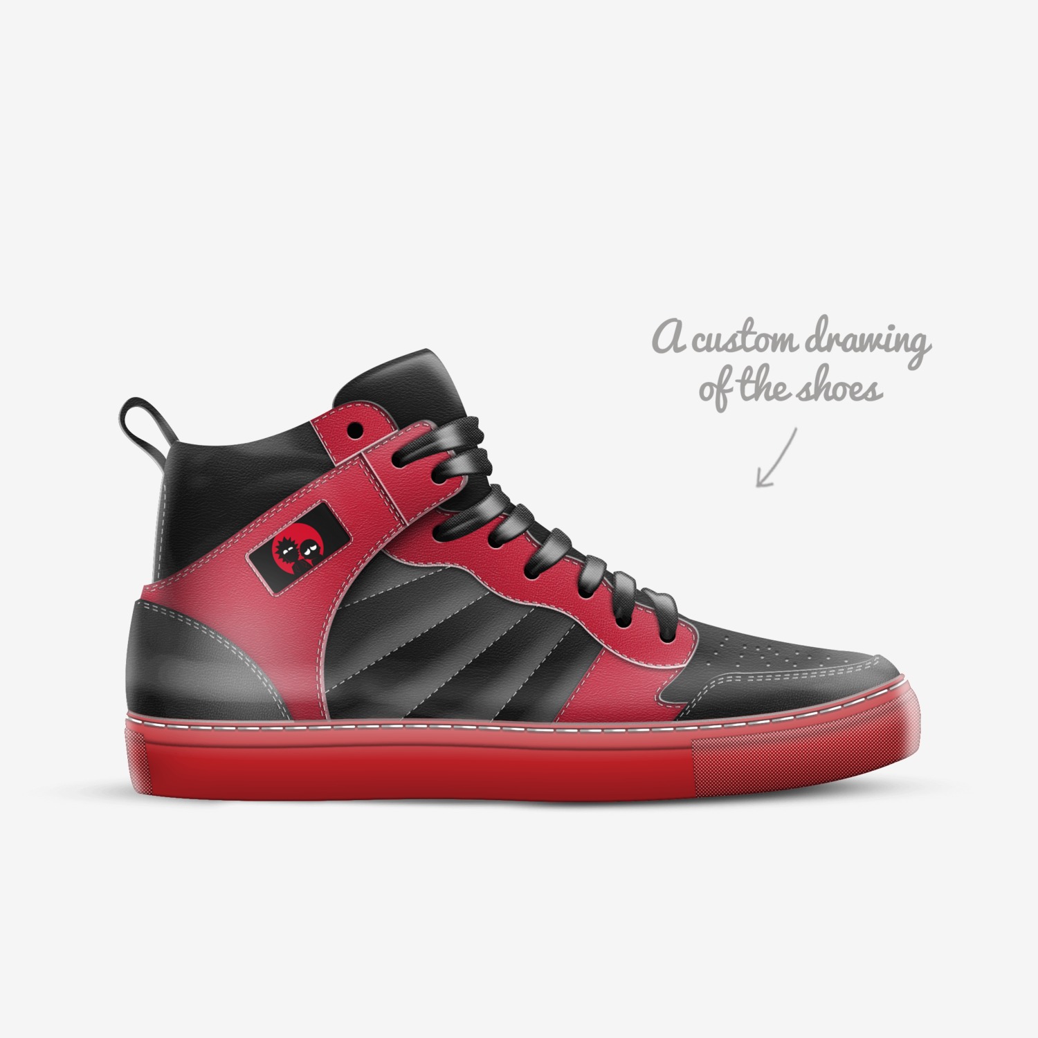 Rick and morty's custom made in Italy shoes by Khalib Spencer | Sketch view