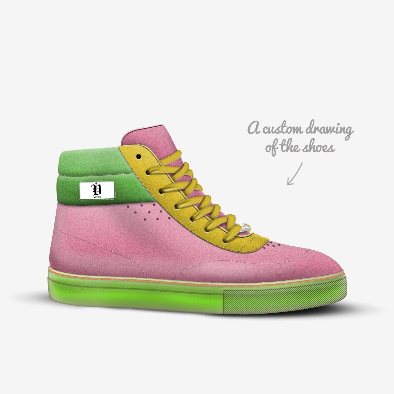 vics 80s style custom made in Italy shoes by Brayden Murphy | Sketch view