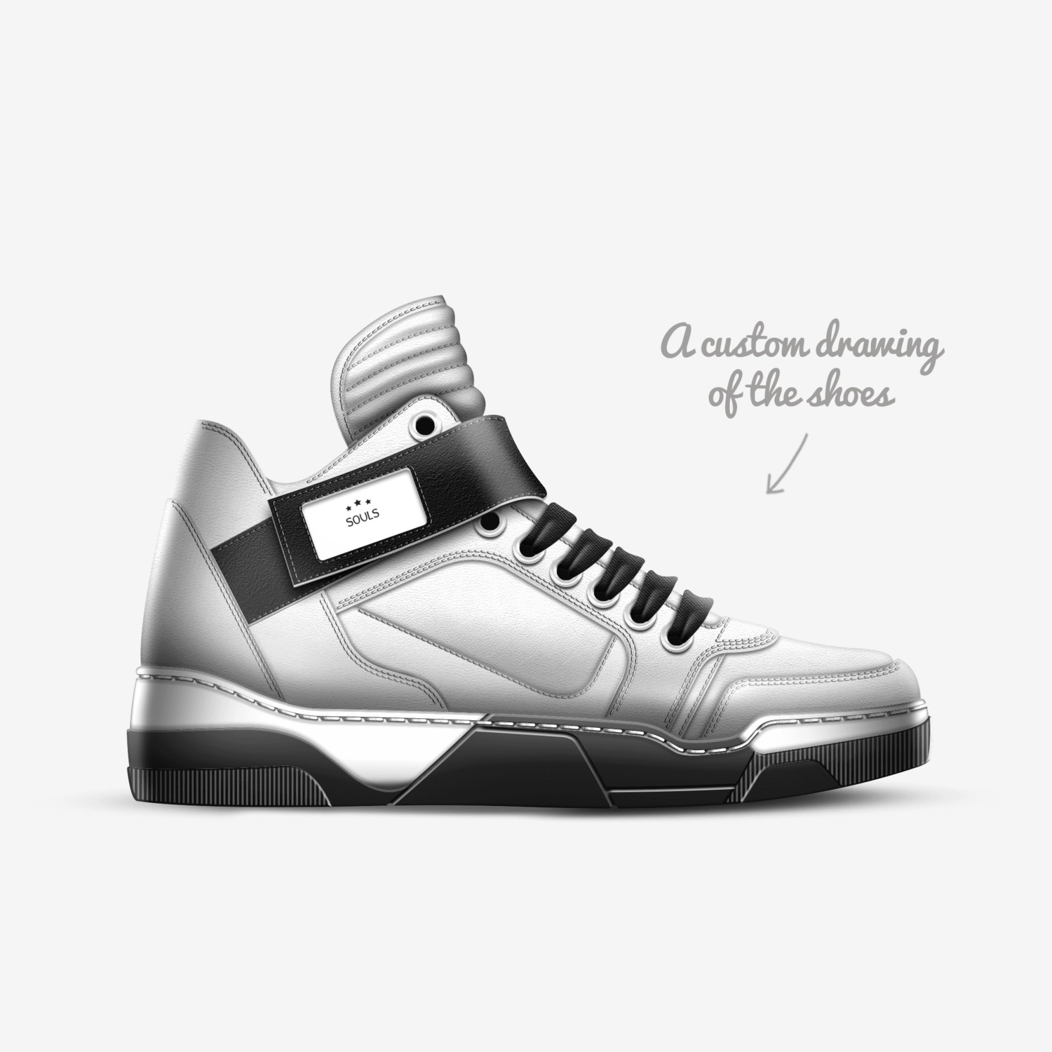 Souls custom made in Italy shoes by Hopechase | Sketch view