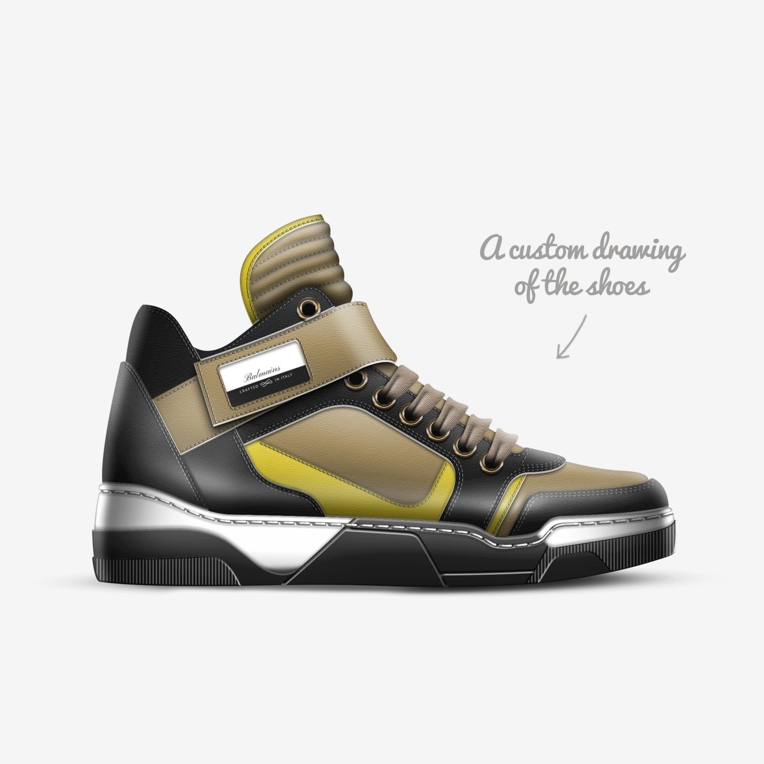 Balmains custom made in Italy shoes by Sebastian | Sketch view