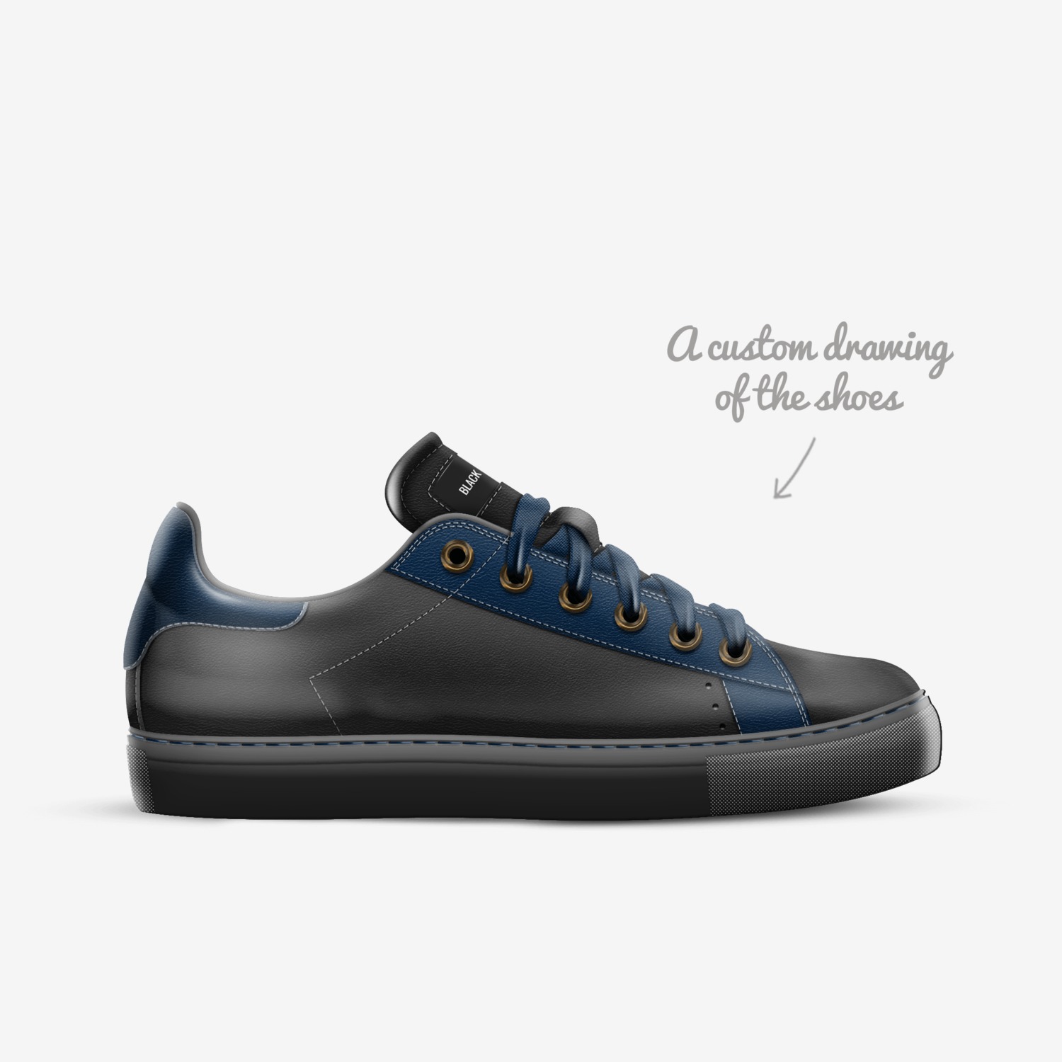 Black n Blue custom made in Italy shoes by Patrick Smith | Sketch view