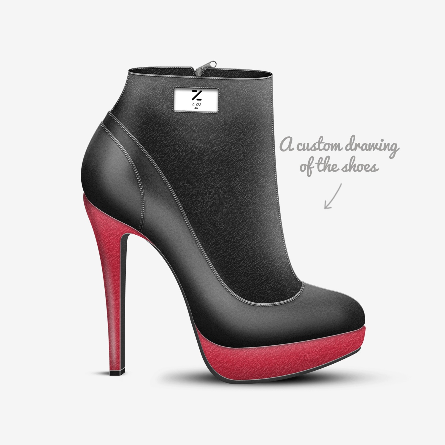 zizo  custom made in Italy shoes by Nakaash Zahied | Sketch view