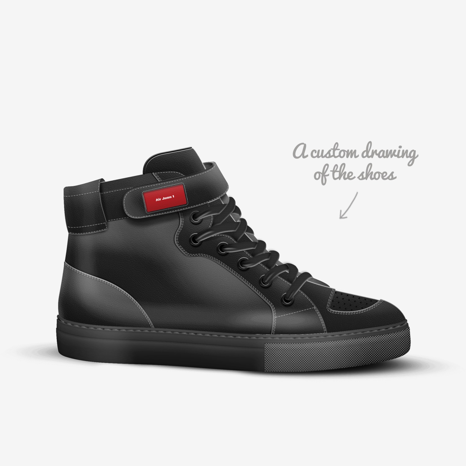Air Juan 1 custom made in Italy shoes by Francisco Vazquez | Sketch view