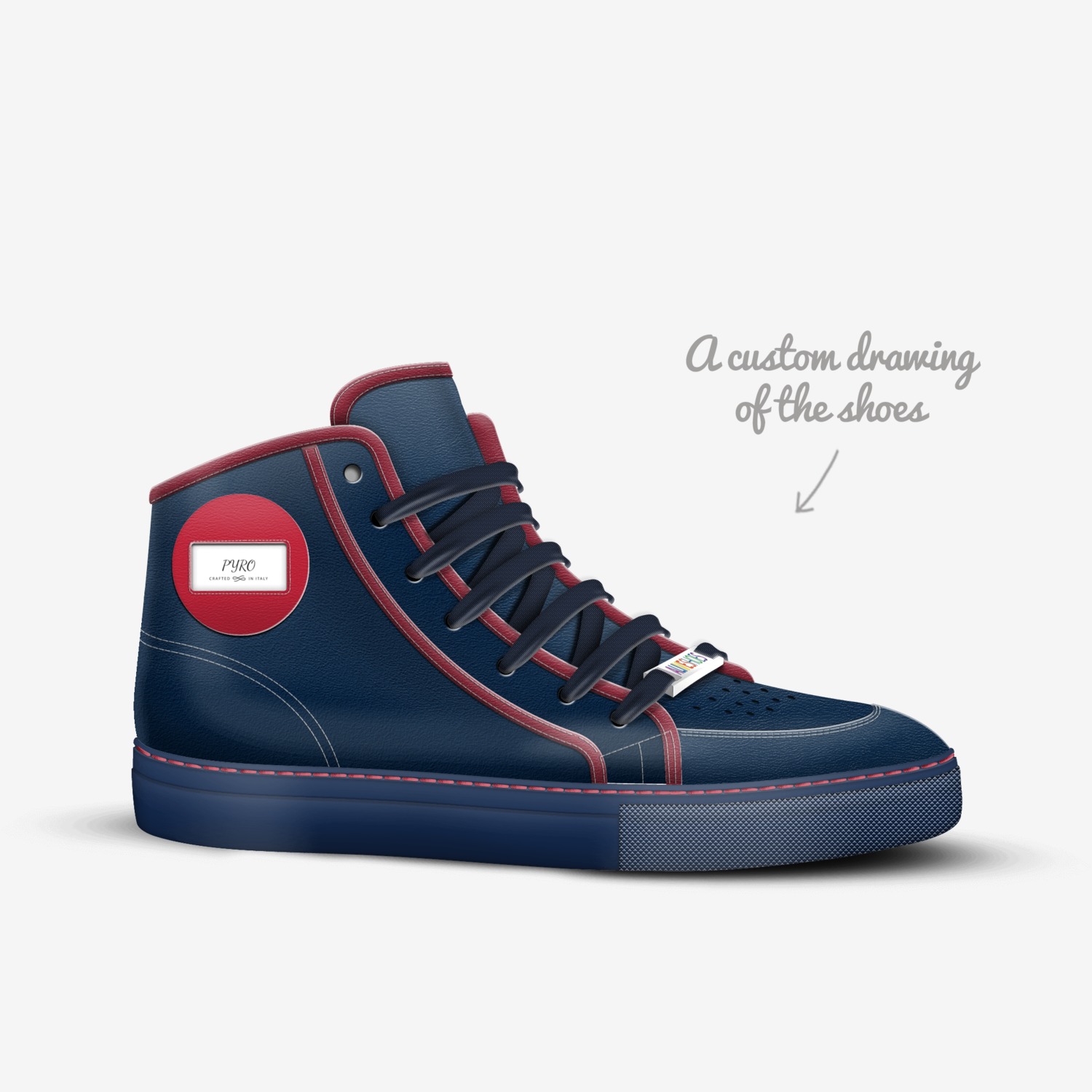 PYRO custom made in Italy shoes by Pyroapp | Sketch view