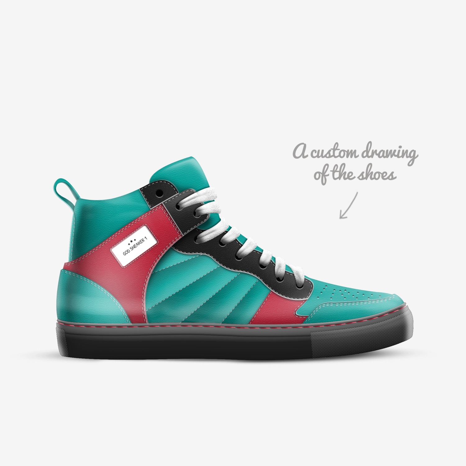 God Sneaker 1 custom made in Italy shoes by Corey Fields | Sketch view