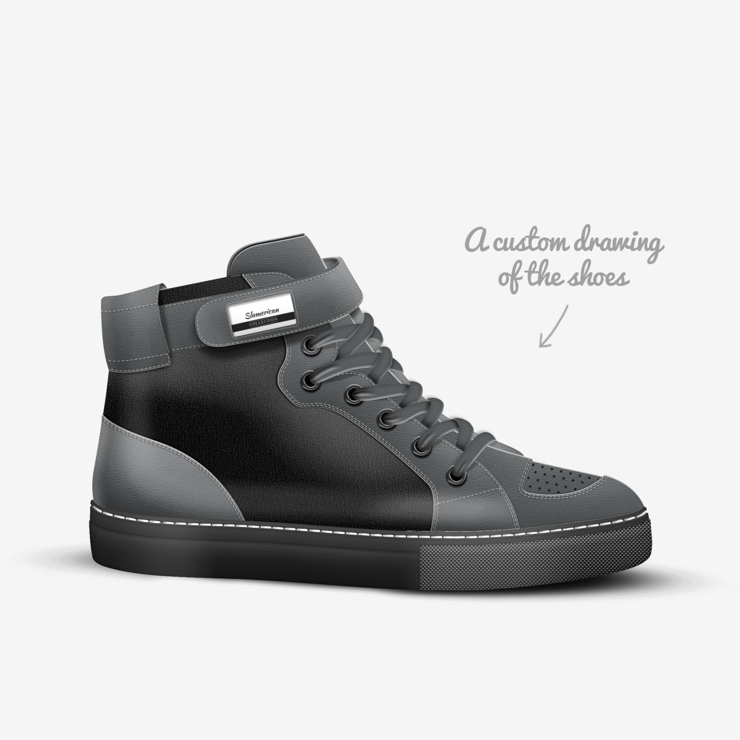 Slumerican custom made in Italy shoes by Ahamad Hamad | Sketch view